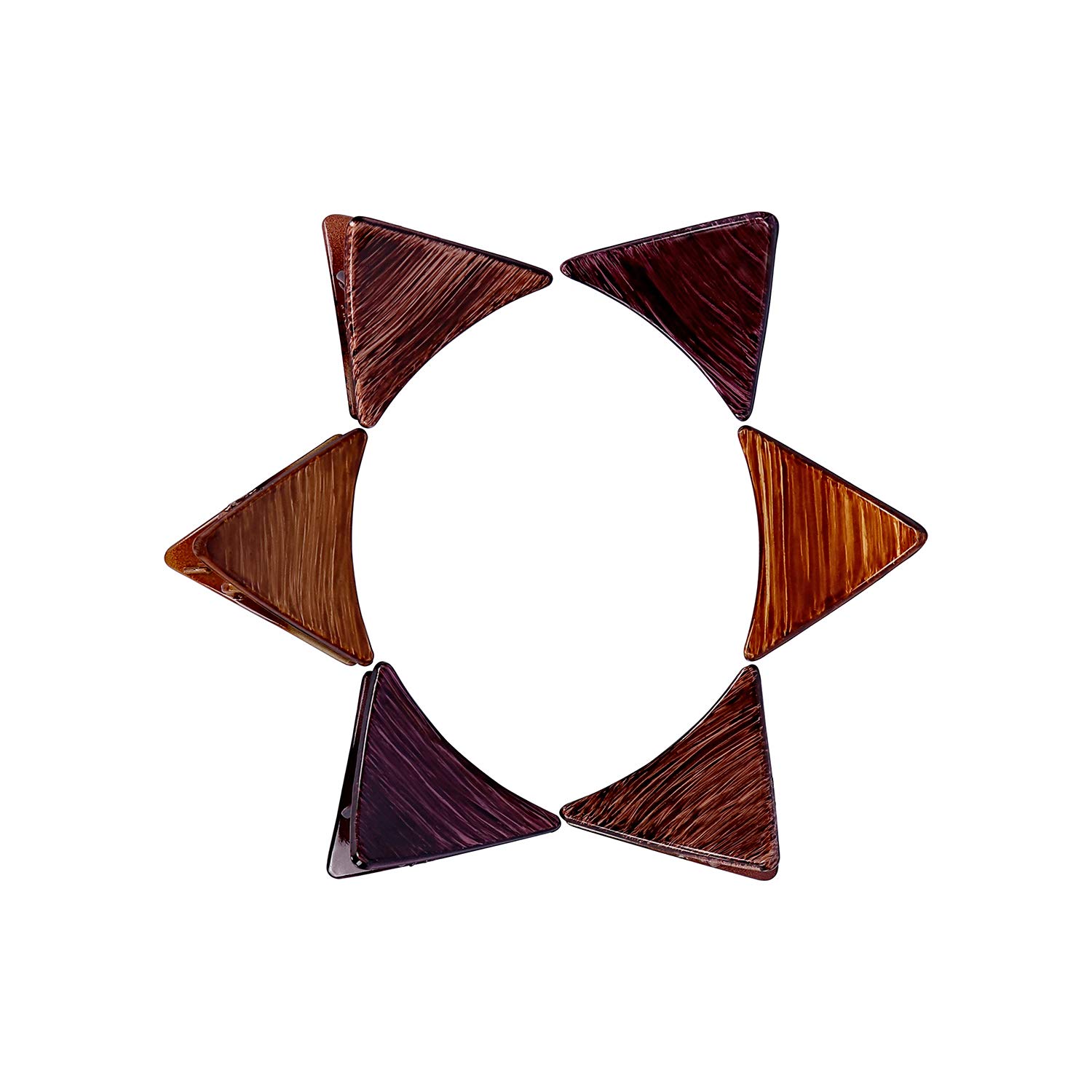Stylish Wooden Acrylic Stone Hair Clips for Women - 6 Pack Hair Accessories for Ponytails, Buns & Updos - Natural Material Hair Clutchers for Everyday Wear & Special Occasions