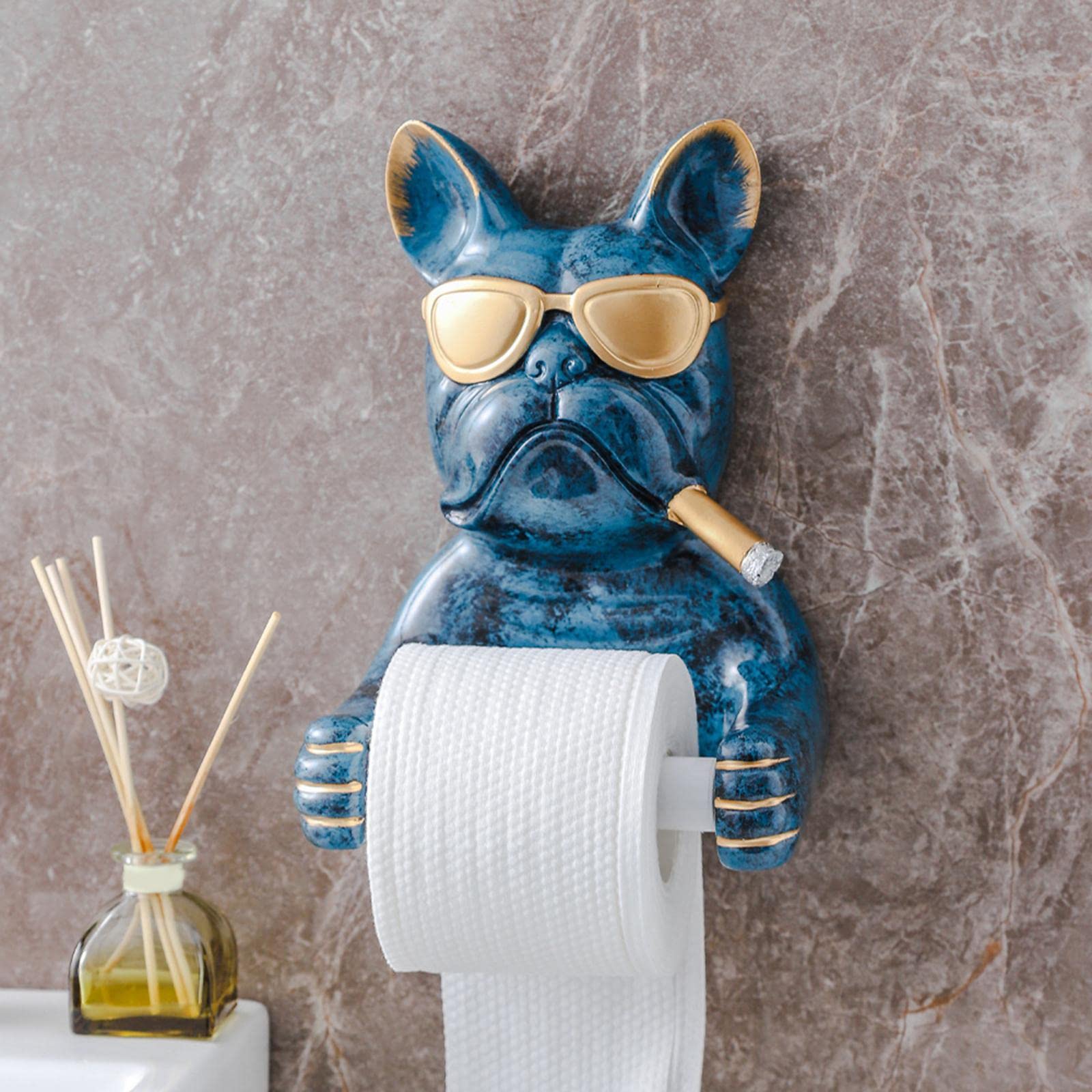 Cartoon Dog Paper Towel Holder & Tissue Dispenser - Cute Bathroom Decor for Kitchen, Washroom, Hotel | Blue Animal Sculpture Organizer - Perfect for Home, Office, and Restaurant Use