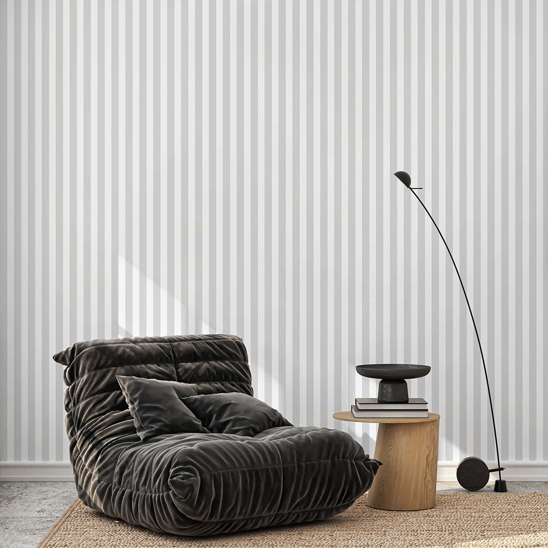 Gray Stripes Wallpaper S016 - Modern Self-Adhesive Peel and Stick Wallpaper for Bedroom, Living Room, Kitchen Decor | Easy to Install & Removable