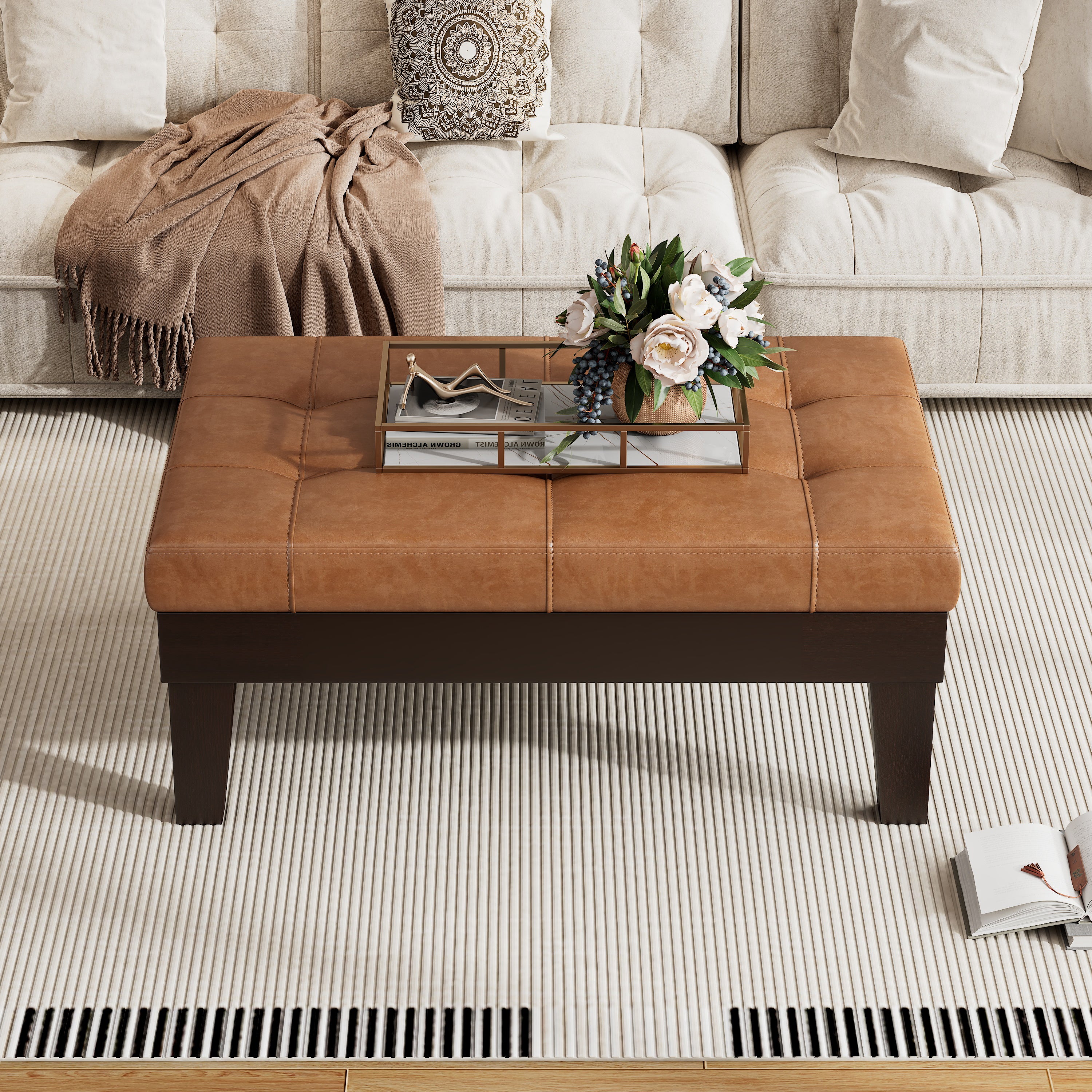 Chatham Ottoman with Storage Drawer - Versatile Living Room Furniture for Extra Seating and Organization