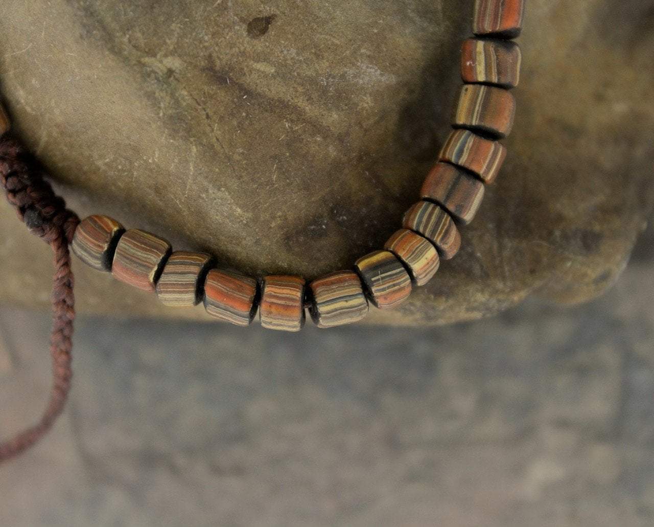 African Glass Bead Dark Bracelet - Handmade Ethnic Jewelry for Women - Perfect for Boho Style, Festivals & Everyday Wear