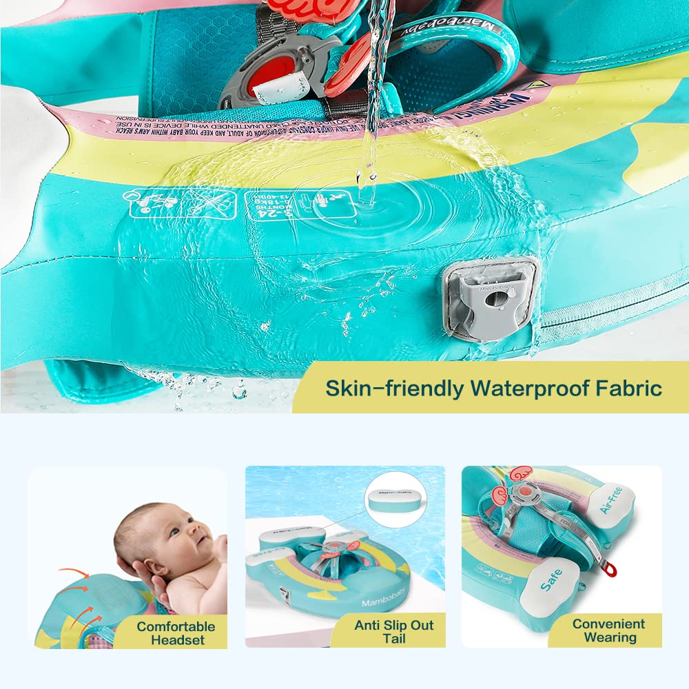 **Upgraded Baby Pool Float - Mambobaby Non-Inflatable Infant Swim Ring with Sun Canopy for 3-24 Months | Safe & Comfortable for Beach, Pool & Outdoor Water Play**