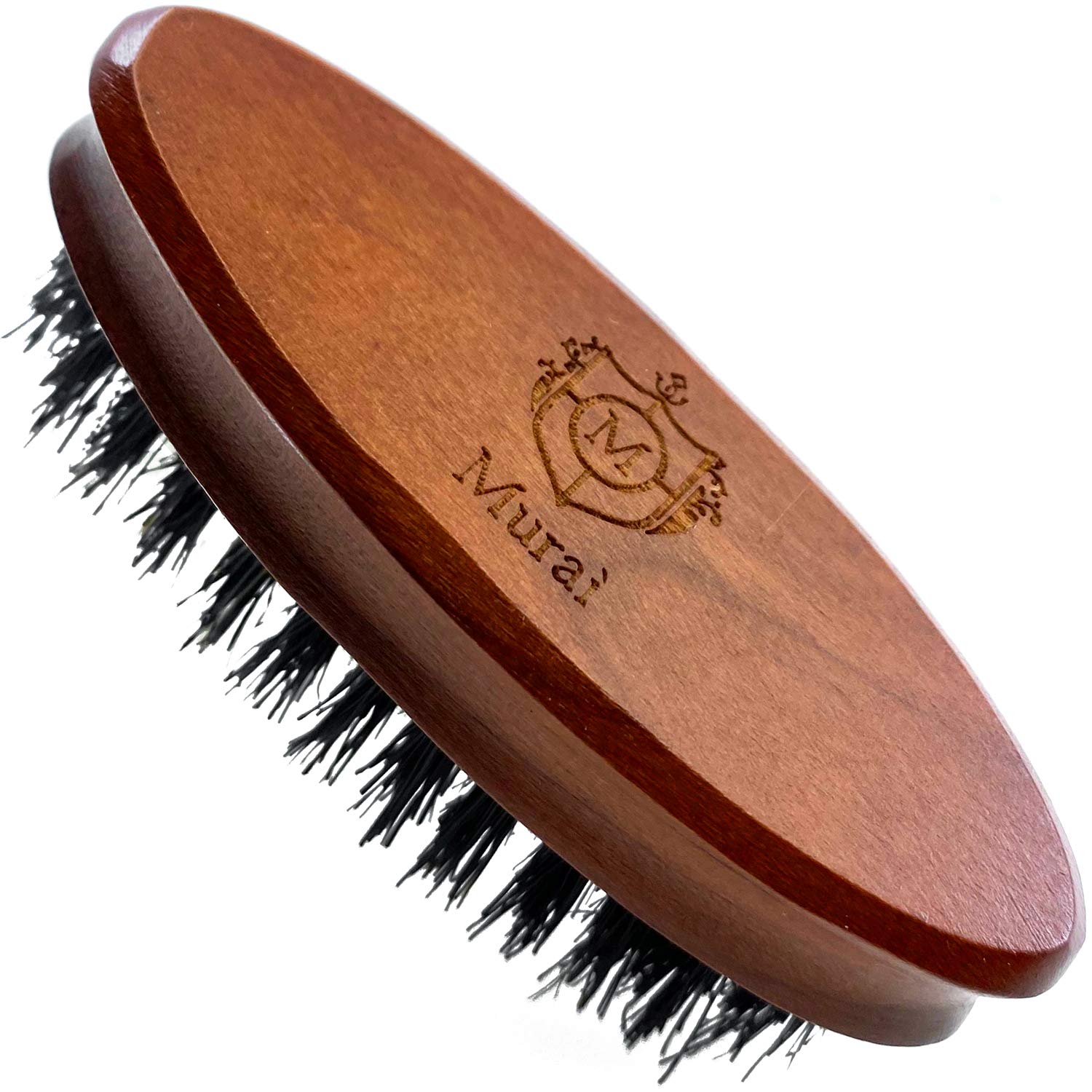 Giorgio GM4F Firm Boar Bristle Beard Brush for Men - Travel Size Beard Care Brush with Boar Bristles - Perfect for Grooming, Styling & Skin Care - Ideal for Home, Office & Travel Use