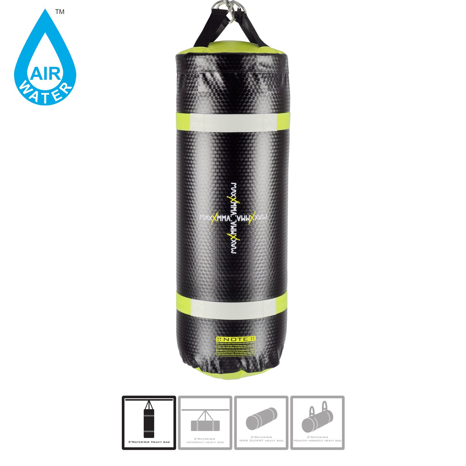 MaxxMMA Heavy Punching Bag for MMA, Boxing & Kickboxing Training - Water or Air Fillable - Perfect for Home Gym, Garage & Martial Arts Studio