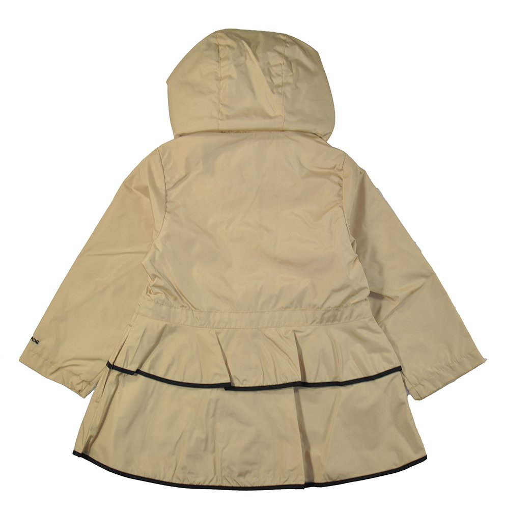 London Fog Girls' Khaki & Black Ruffled Hooded Jacket for Outdoor Play