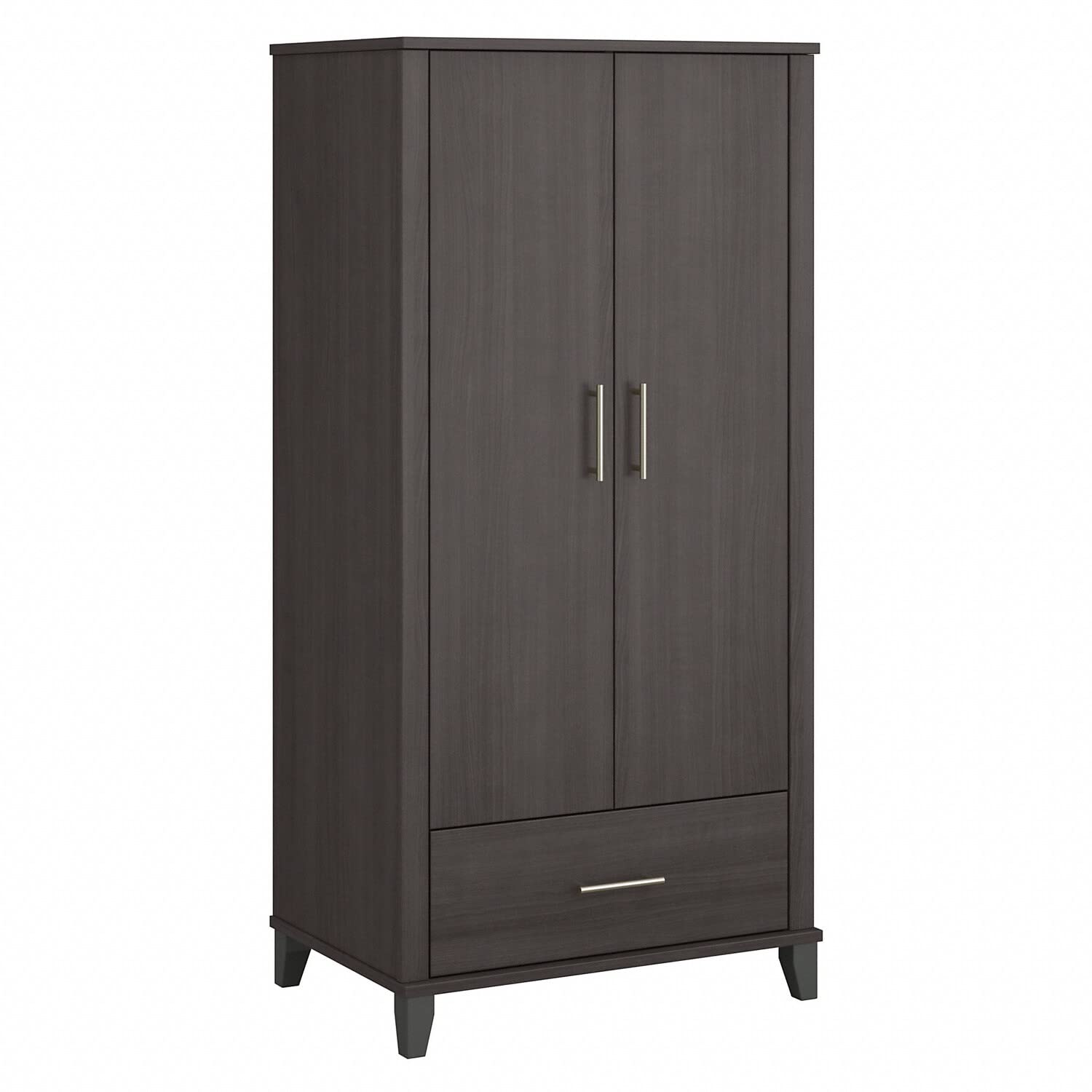 Bush Furniture Somerset Tall Entryway Cabinet with Doors and Drawer - Storm Gray Storage Organizer for Hallway, Living Room & Entryway | Modern Home Decor
