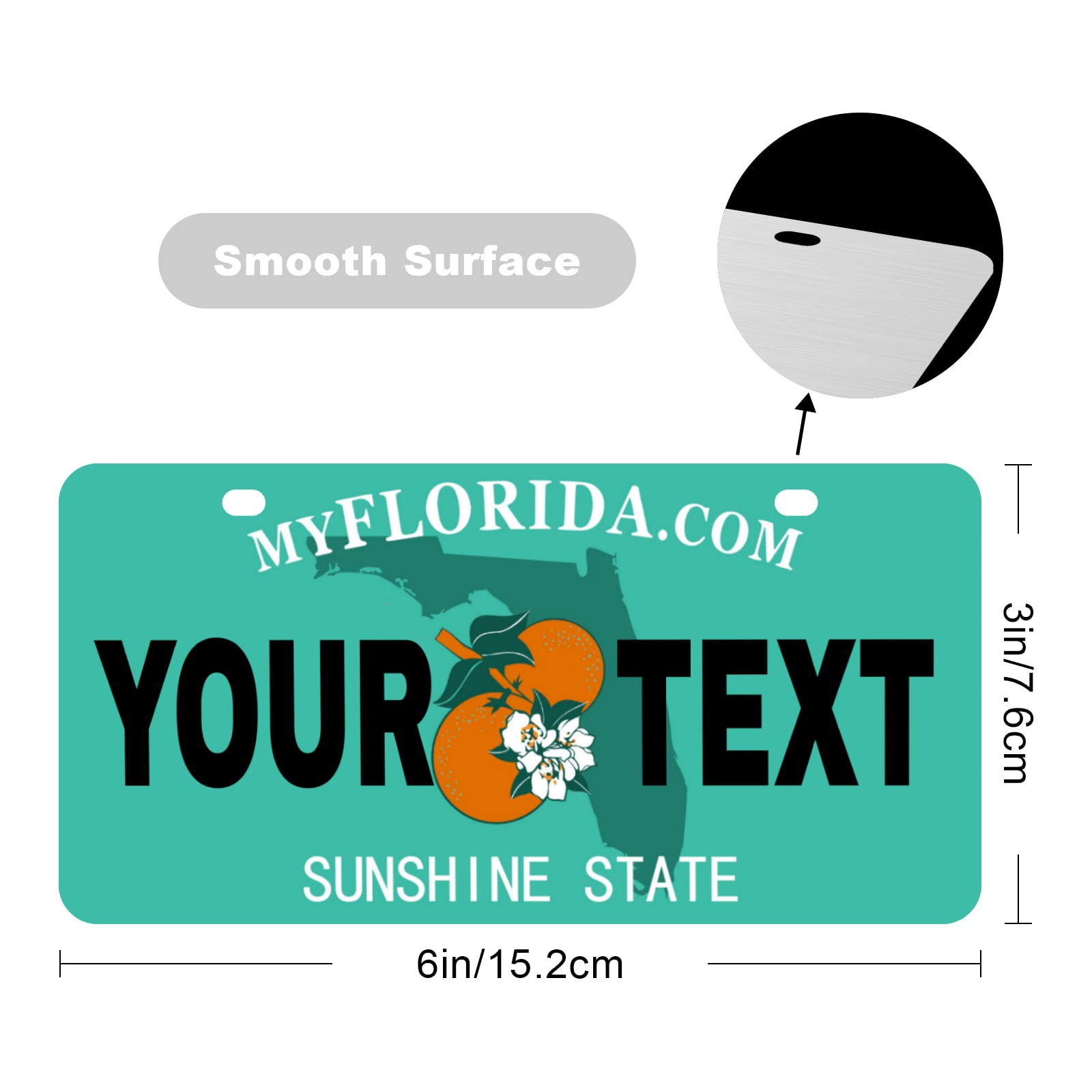 Custom Florida Mini License Plate 6x3 Inch - Personalized Kids Toy Car, Bicycle, Scooter Accessory - Perfect for Golf Carts, Motorcycles & ATVs - Great for Gifts, Room Decor & Vehicle Customization