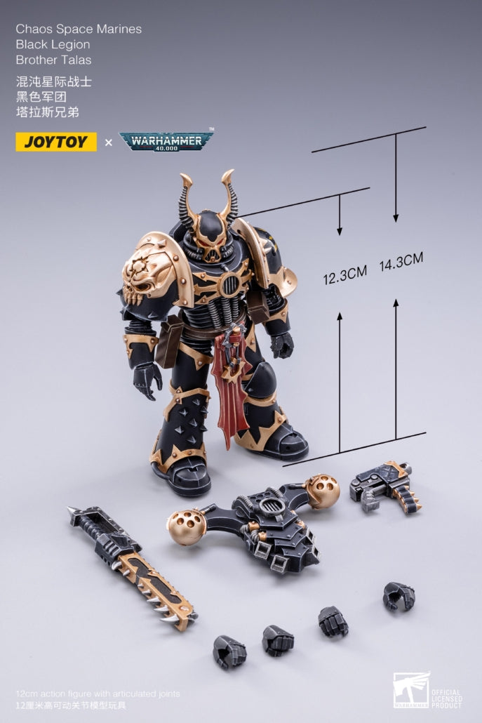 1/18 JOYTOY Warhammer 40K Chaos Space Marines Black Legion Action Figure - Chaos Brother Talas Collectible Model for Display & Gaming Scenes