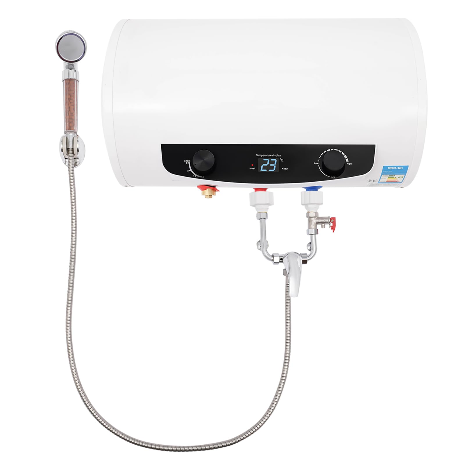 50L Digital Display Electric Water Heater - Automatic Horizontal Mounting with Safety Protection for Home, Bathroom & Shower (25-75℃) | Energy Efficient Hot Water Solution for Apartments, RV & Small Spaces