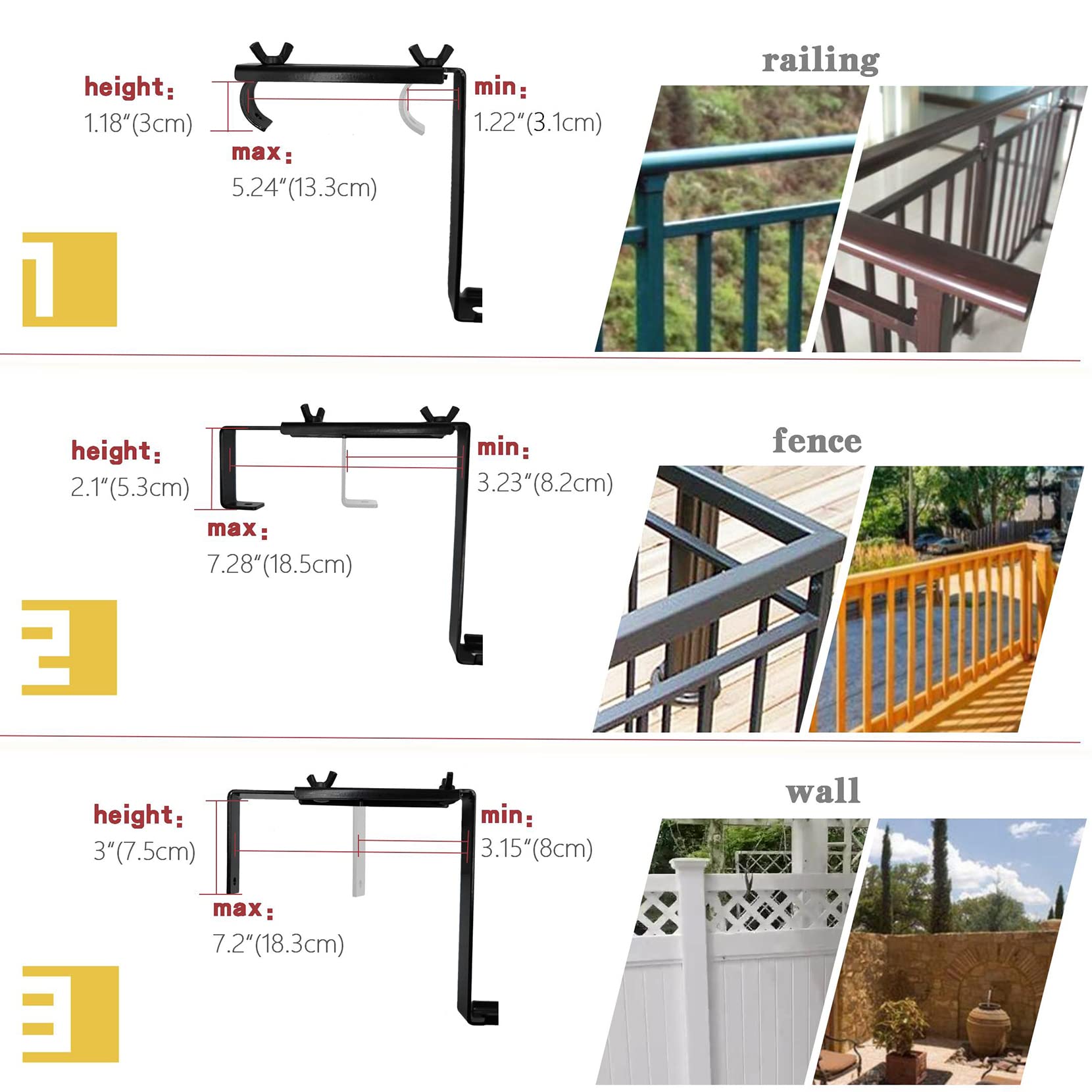 Adjustable Window Box Brackets 2 Pack - Heavy Duty Planter Hangers for Balcony, Garden, Fence - Perfect for Flower Pots & Herb Gardens (Outdoor/Indoor Use)