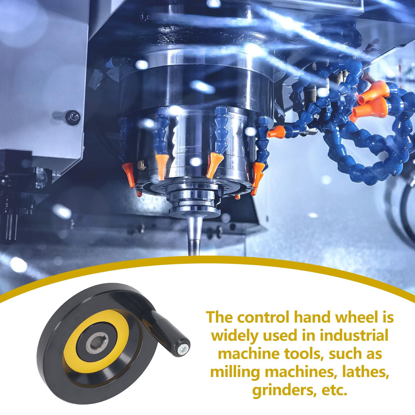 **14mm Center Hole 125mm Outer Diameter Lathe Handwheel - Saw Handwheel for Milling Machine, Grinder & Power Tools - Perfect for Metalworking & Woodworking Projects**