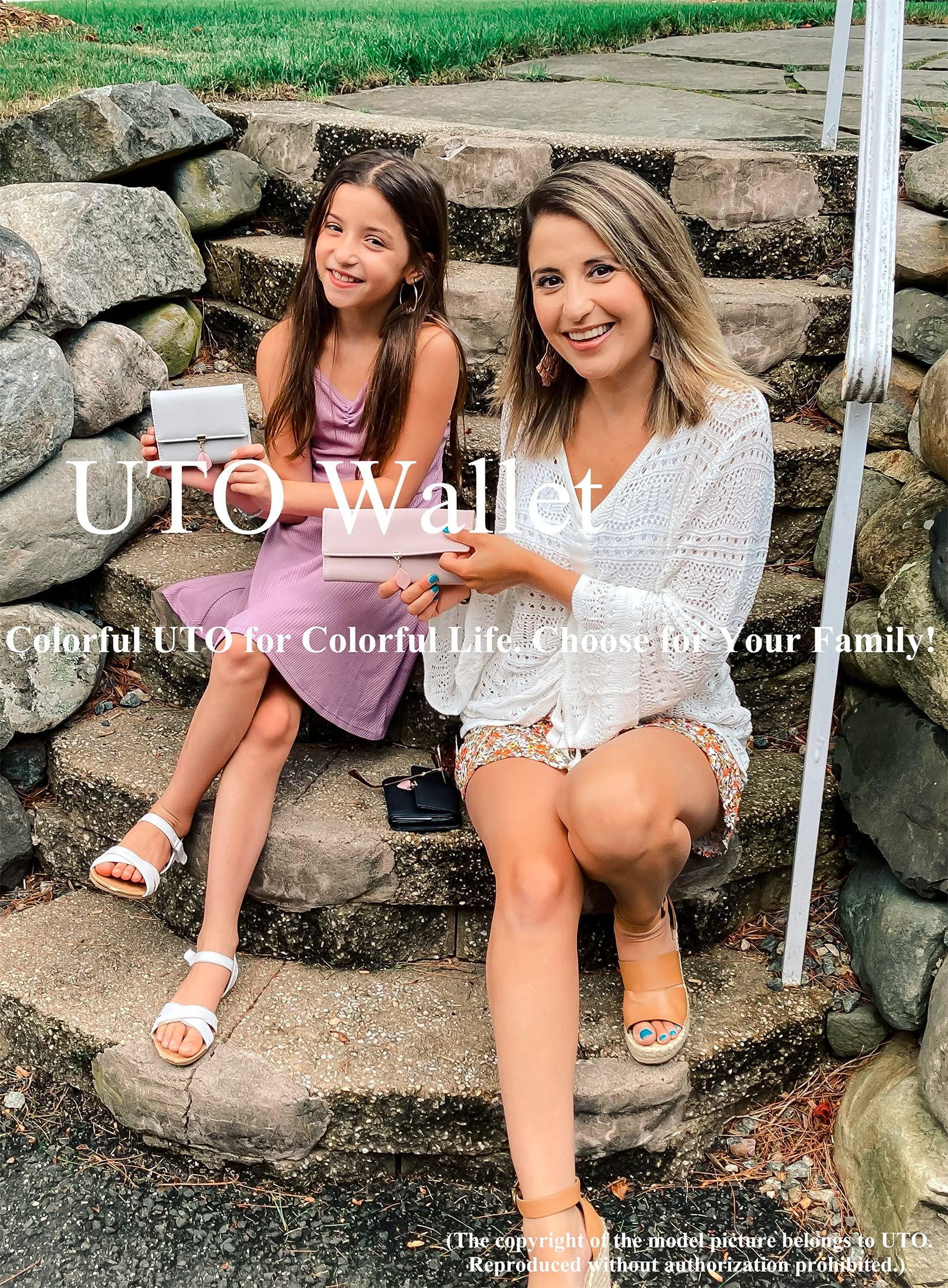 UTO RFID Blocking Wallet for Women - PU Leather Leaf Pendant Card Holder with Zipper Coin Purse | Phone & Checkbook Organizer | Perfect for Travel, Shopping & Everyday Use