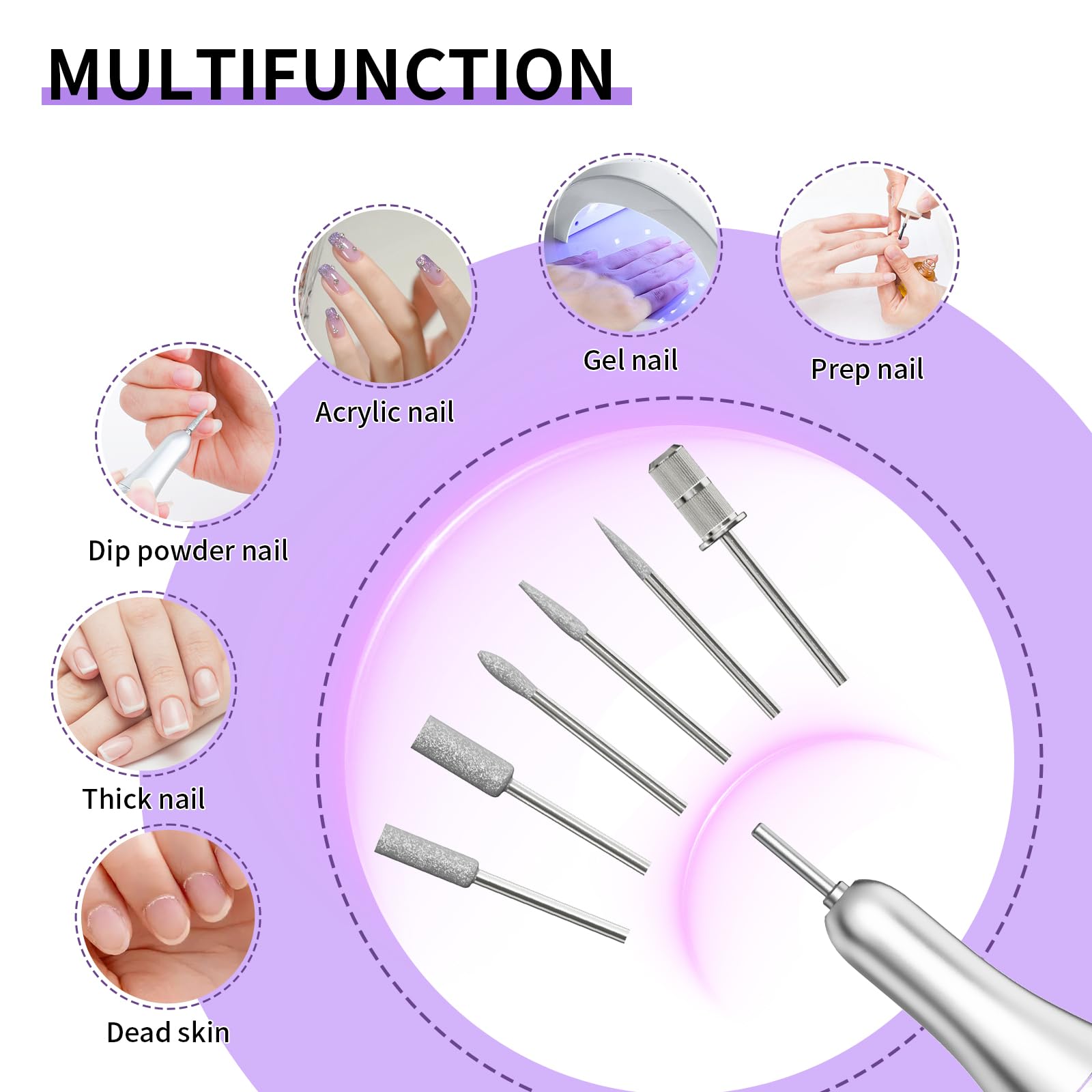 Professional 35000 RPM Rechargeable Electric Nail File with LED Display - Portable Nail Drill for Gel, Acrylic Nails & Manicure Pedicure - Salon & Home Use Nail Grinder for Perfect Polish & Shaping