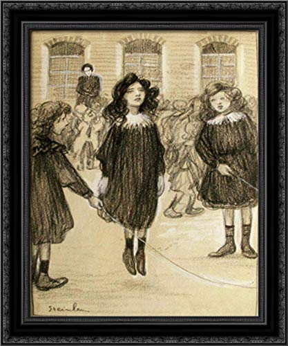 Theophile Steinlen Black Ornate Wood Framed Canvas Art - 20x24 Jumping Rope Painting - Perfect for Living Room, Bedroom, or Office Wall Decor