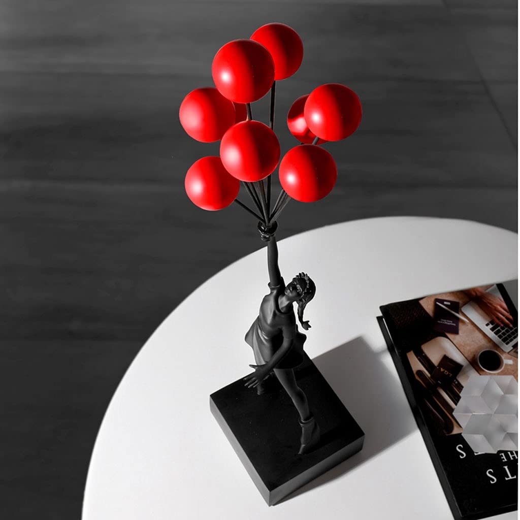 Balloon Girl Statue - Nordic Style Desktop Ornament for Home, Living Room, TV Cabinet & Entrance Decor | White Sculpture for Creative Interior Design & Gift Giving