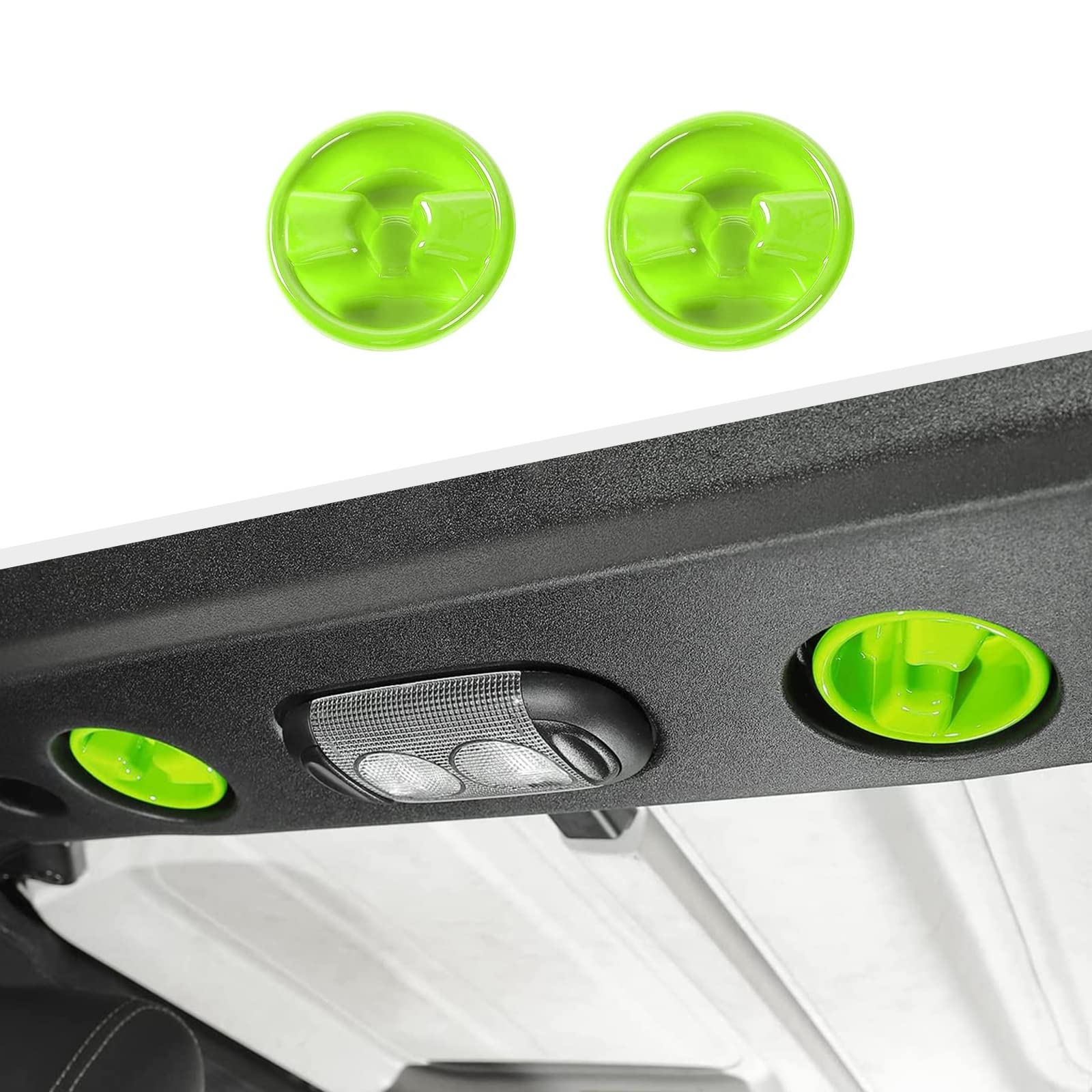 2007-2018 Jeep Wrangler JK JKU Roof Top Mounting Knob Screw Cover - Interior Accessories for 2/4 Door Models - Durable Green Decoration - Perfect for Off-Roading & Customization