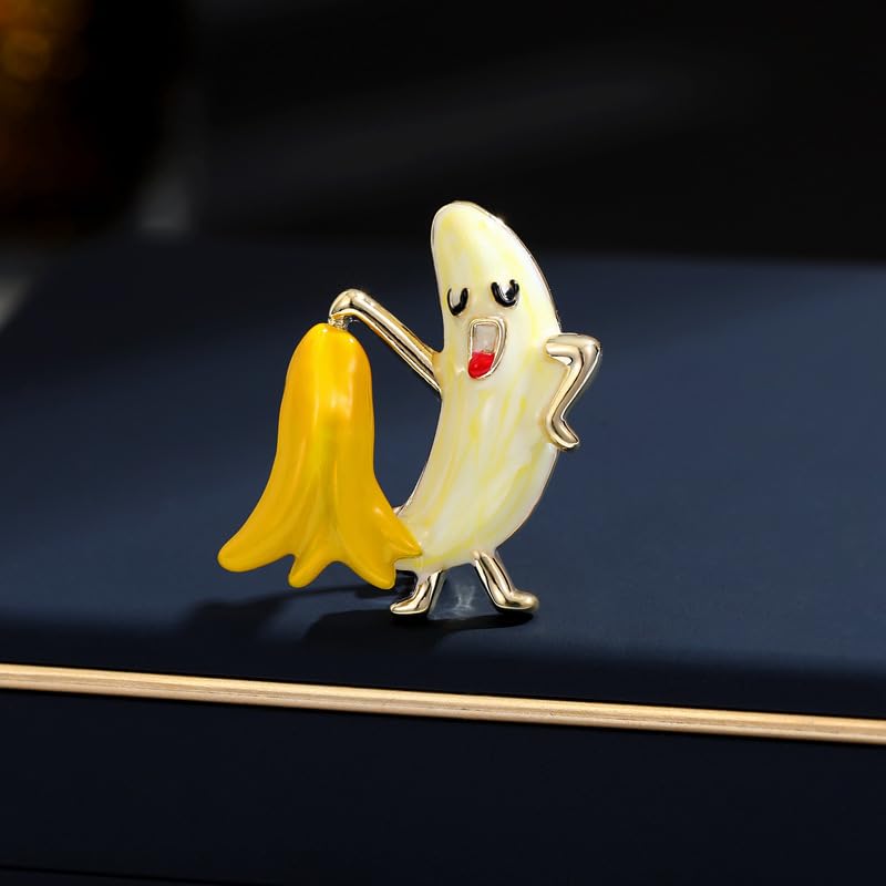 Funny Banana Cartoon Enamel Lapel Pin - Cute Fruit Brooch Badge for Teachers, Jean Jackets & Coats - Perfect for School, Work & Casual Outfits