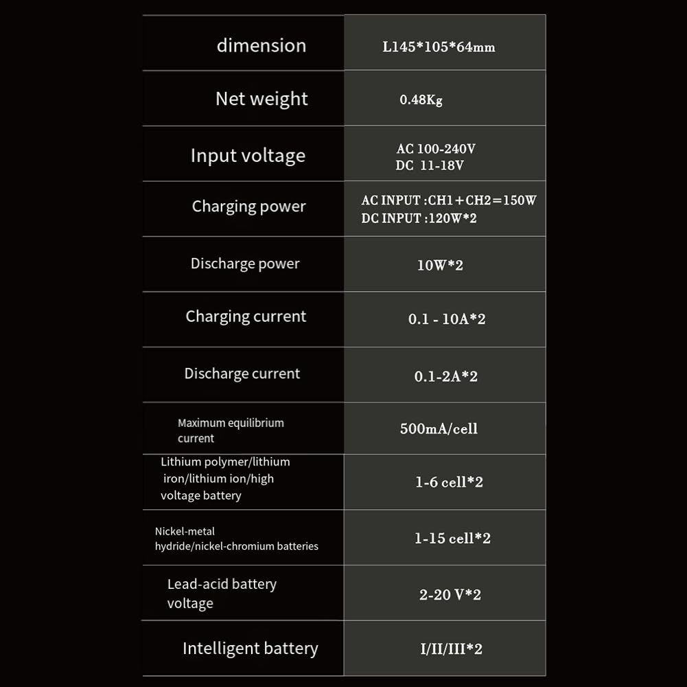 **ZUHEGELA C240 Duo Lipo Balance Dual Channel Charger 150W AC/240W DC - Fast Charging for LiHV, LiFe, LiPo, NiCd, NiMH, PB Batteries - EU Plug - Perfect for RC Drones, Cars, and DIY Electronics**