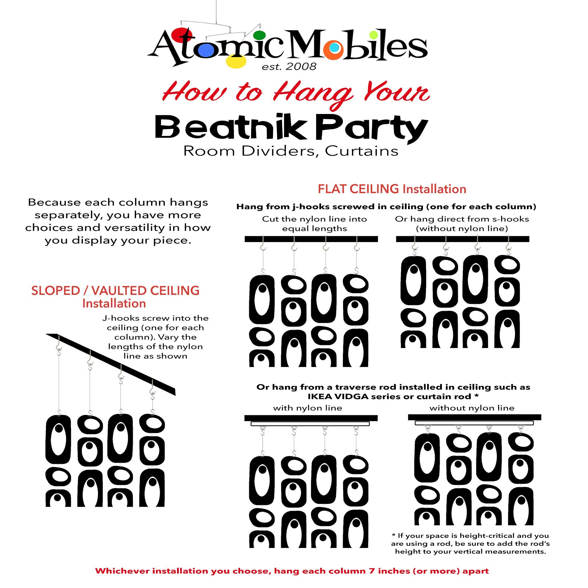 Red Beatnik Party Room Divider DIY Kit - Mid Century Modern Contemporary Room Partition Screen for Home & Office Decor - 30”W x 70”H - Perfect for Studio Apartments, Event Spaces & Room Makeovers