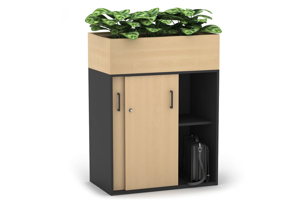 Uniform Medium Credenza with Planter Box - 800W x 1125H x 428D - Modern Storage Cabinet for Living Room, Bedroom or Office - Perfect for Home Organization and Indoor Plant Display
