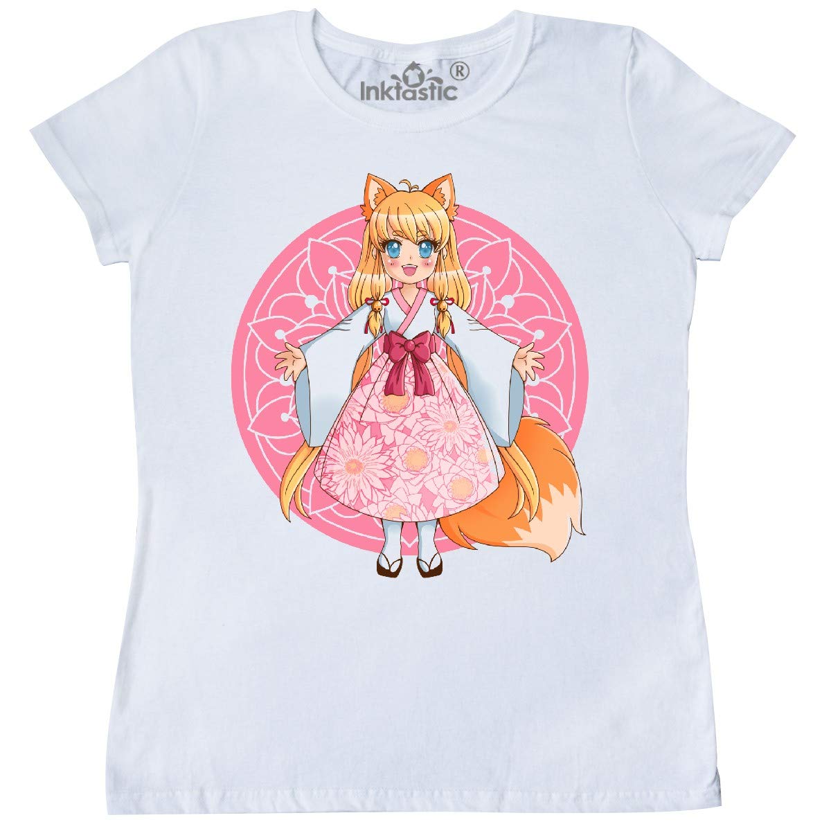 Inktastic Fox Chibi Anime Girl Women's Graphic T-Shirt - Cute Kawaii Style Casual Tee for Anime Fans, Cosplay, and Everyday Wear