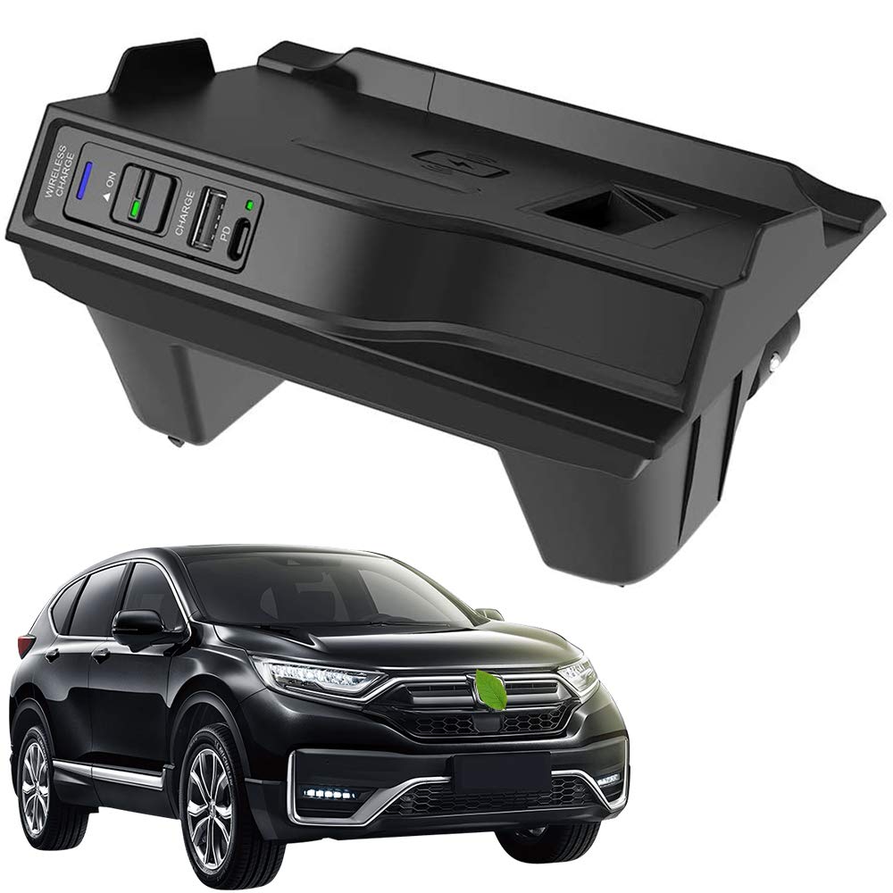 Braveking1 15W Qi Fast Wireless Car Charger for Honda CR-V/CR-V Hybrid 2017-2019 - USB & 18W PD Charging Pad Compatible with iPhone 12/11/XS/X & Samsung S20/S10 - Perfect for Commuting, Road Trips & Hands-Free Charging