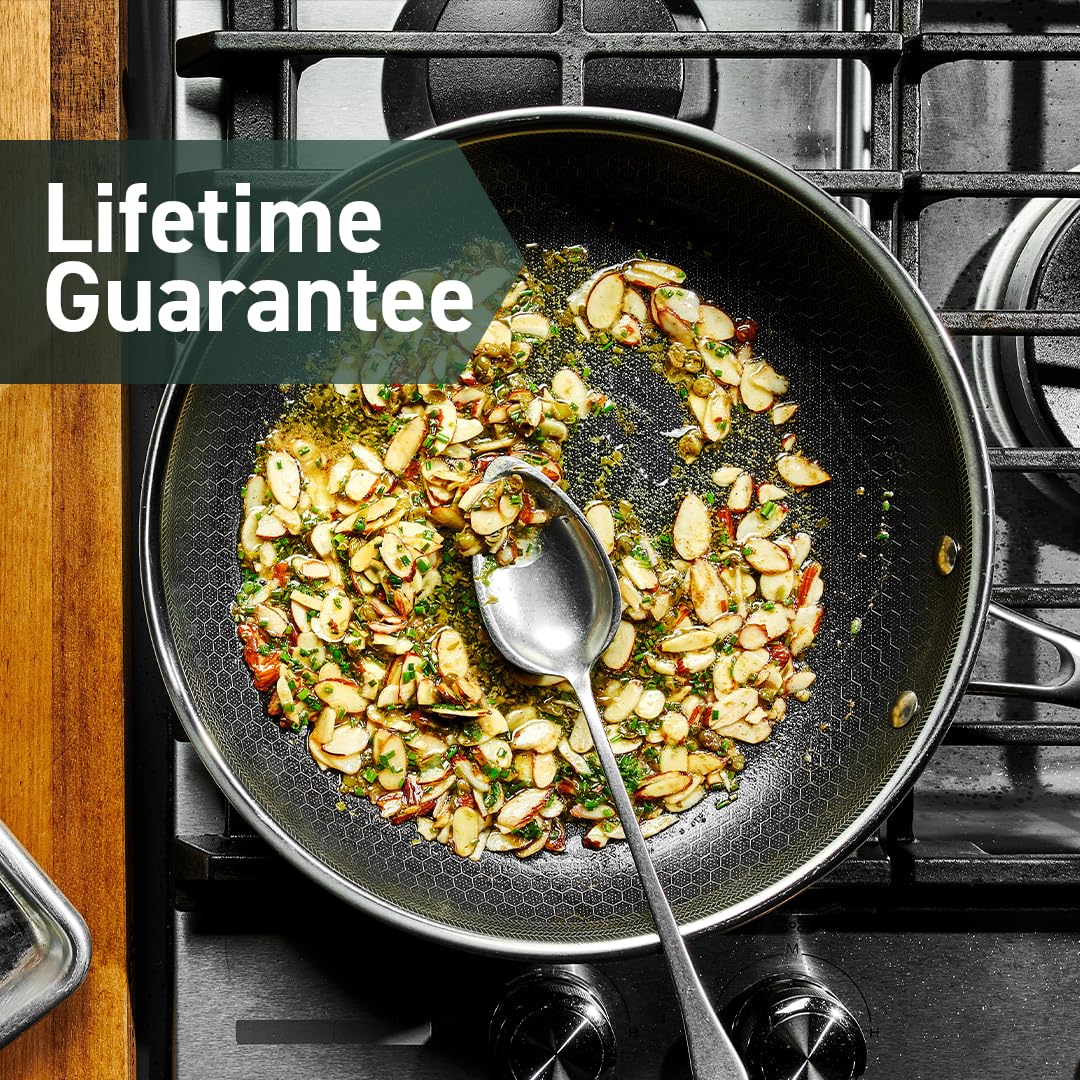 HexClad Hybrid Nonstick 8-Inch Frying Pan - Stay-Cool Handle, Dishwasher & Oven Safe (900°F), Induction Compatible for All Cooktops - Perfect for Searing, Sauteing & Everyday Cooking