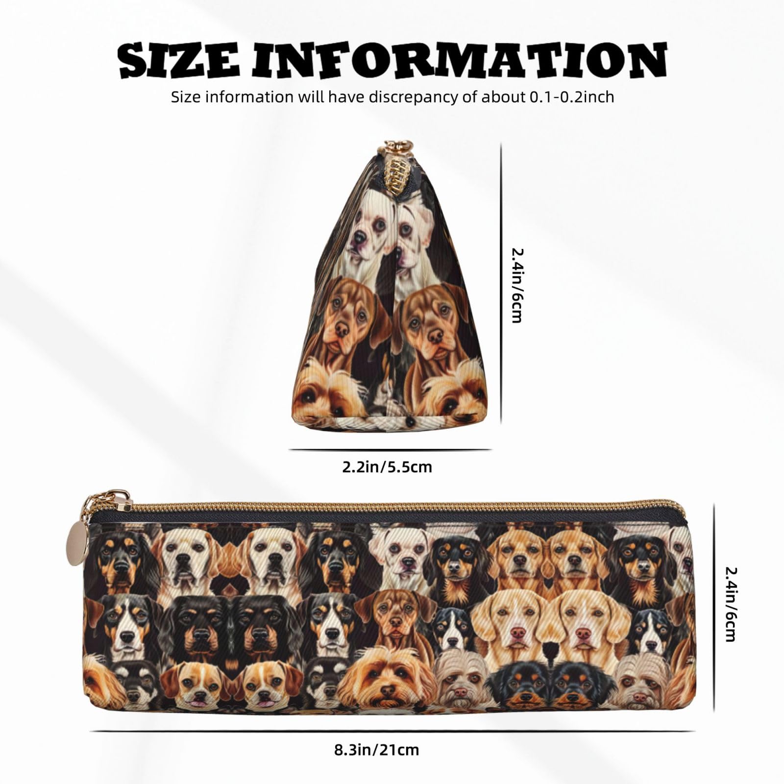 DRTGEDS Stylish Dog Pattern Leather Pencil Case - Large Capacity Multifunctional Pencil Pouch for School, Office & Travel Organization | Perfect for Students, Artists & Professionals