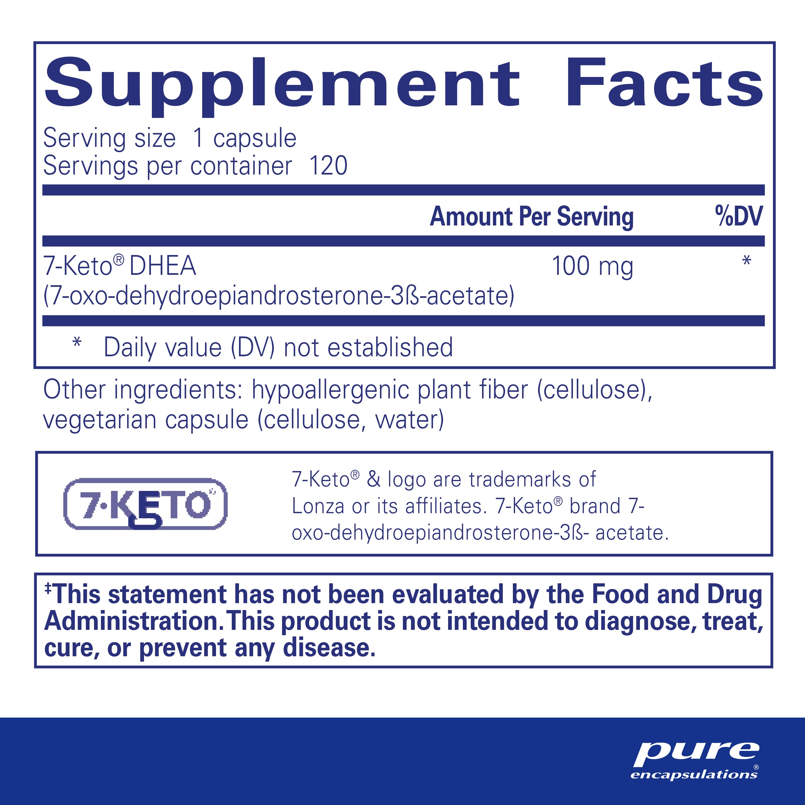 Pure Encapsulations 7-Keto DHEA 100mg - 120 Capsules | Metabolism & Weight Management Supplement for Thermogenesis & Healthy Body Composition | Supports Energy & Fitness Goals