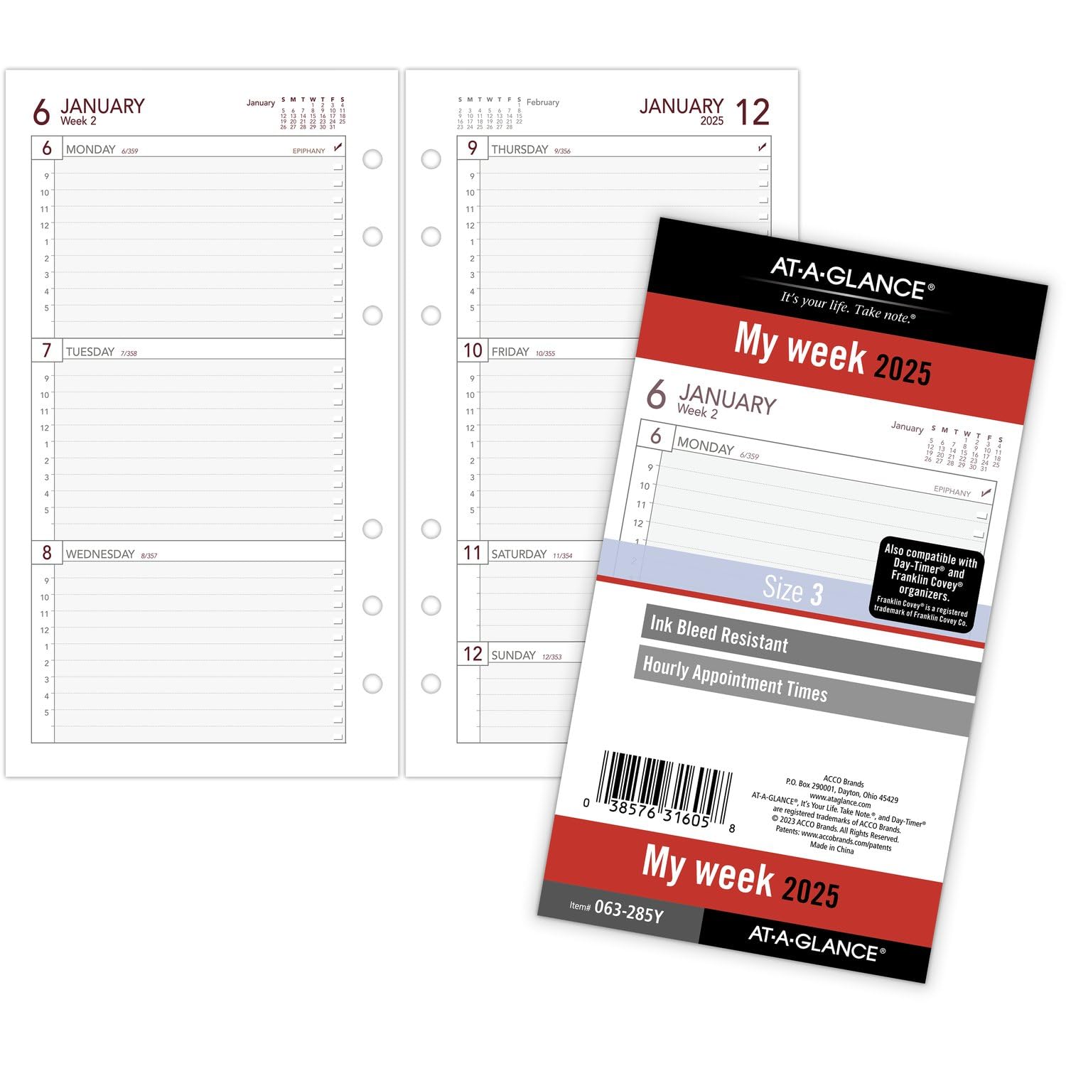 AT-A-GLANCE 2025 Weekly Planner Refill - 3.75