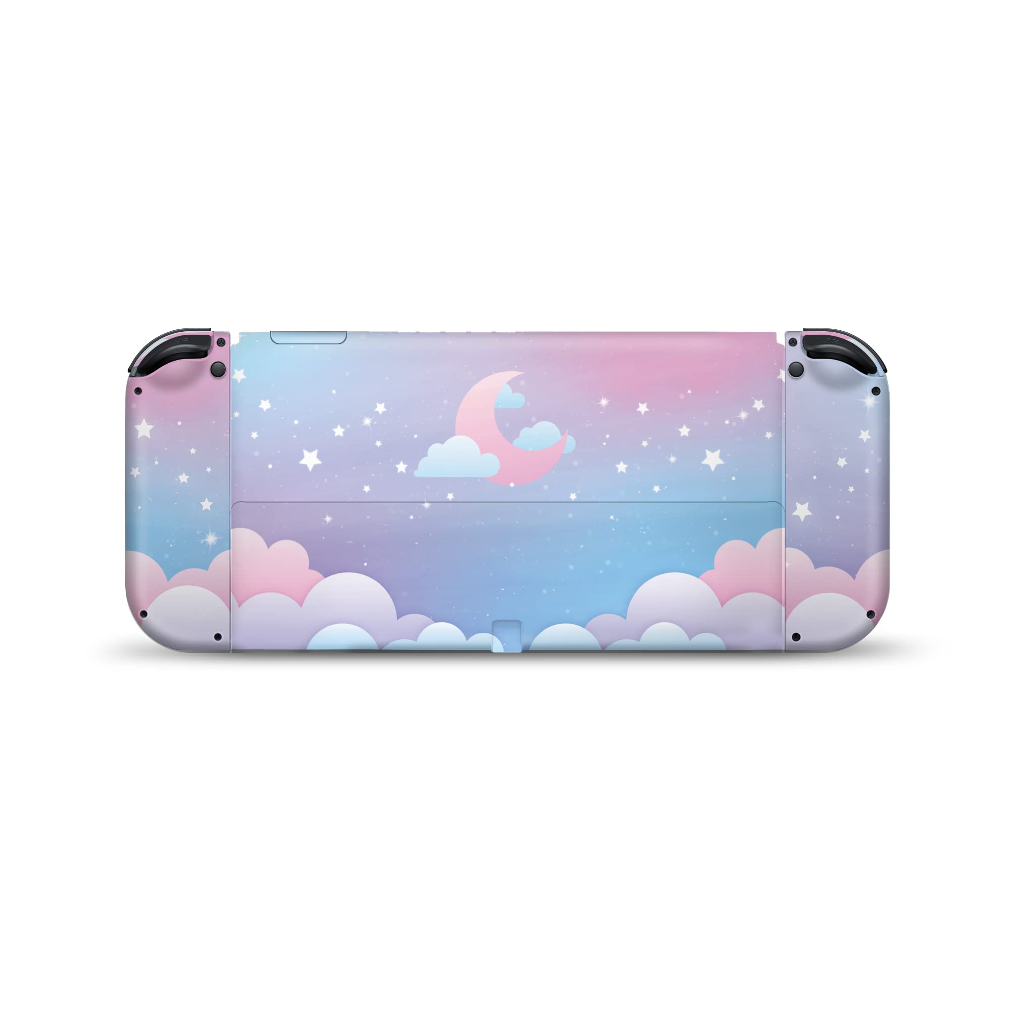 Premium 3M Vinyl Full Wrap Decal - Blue Kawaii Cloud Design Skin Compatible with Nintendo Switch OLED | Protective Cover & Stickers for Gaming Console | Perfect for Travel, Gaming Parties & Personalization