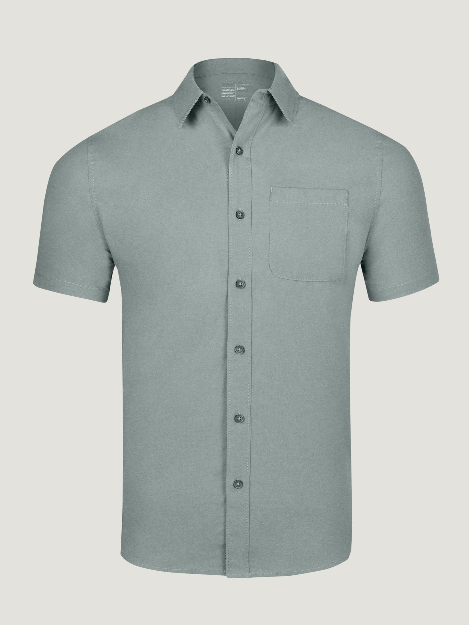 Stylish Mercury Green Stretch Short Sleeve Button Up Shirt for Men - Perfect for Casual Outings & Summer Office Wear