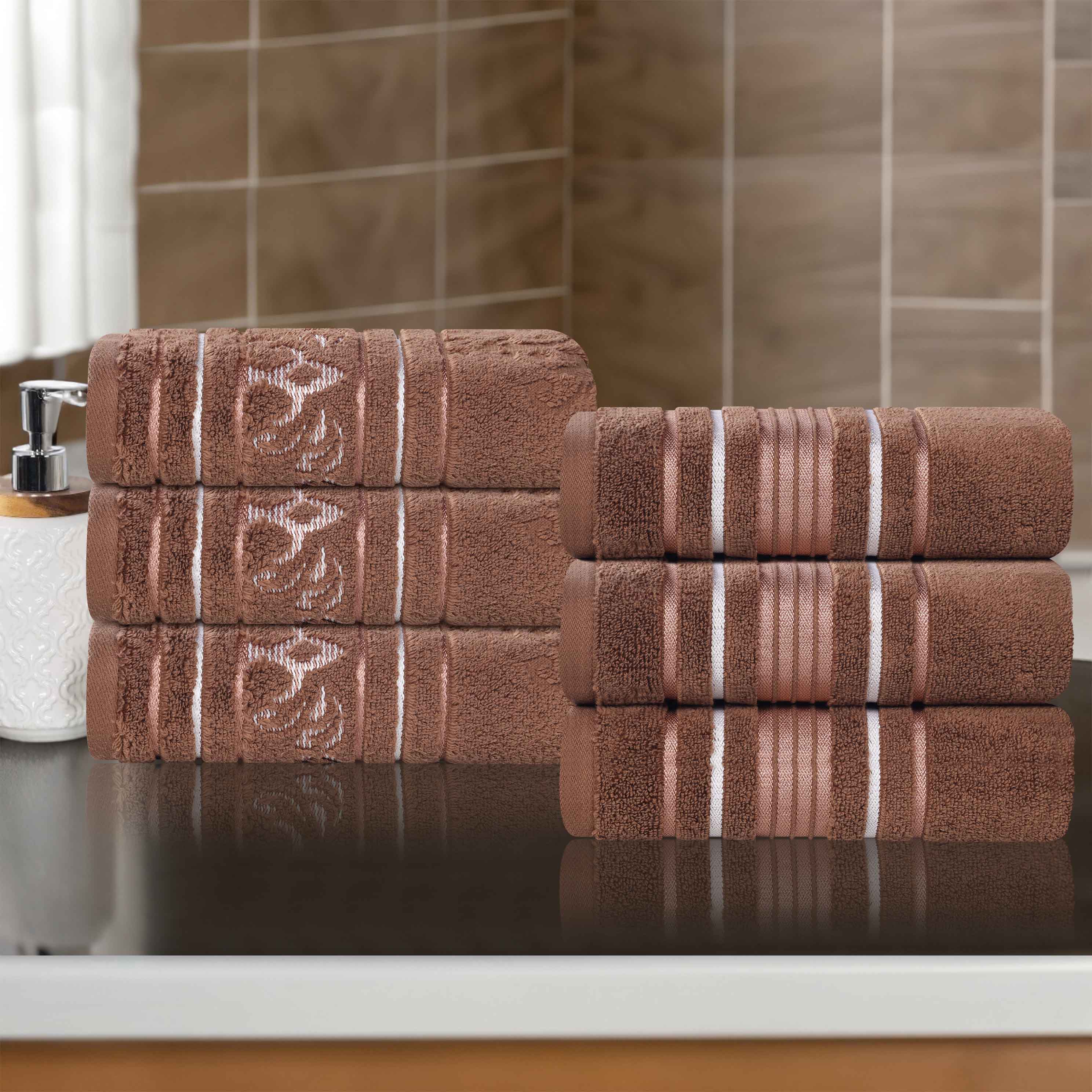 Premium 6-Pack Sadie Zero Twist Cotton Hand Towels - Solid & Jacquard Floral Design | Soft, Absorbent Bath & Kitchen Towels for Home, Spa, and Guest Use