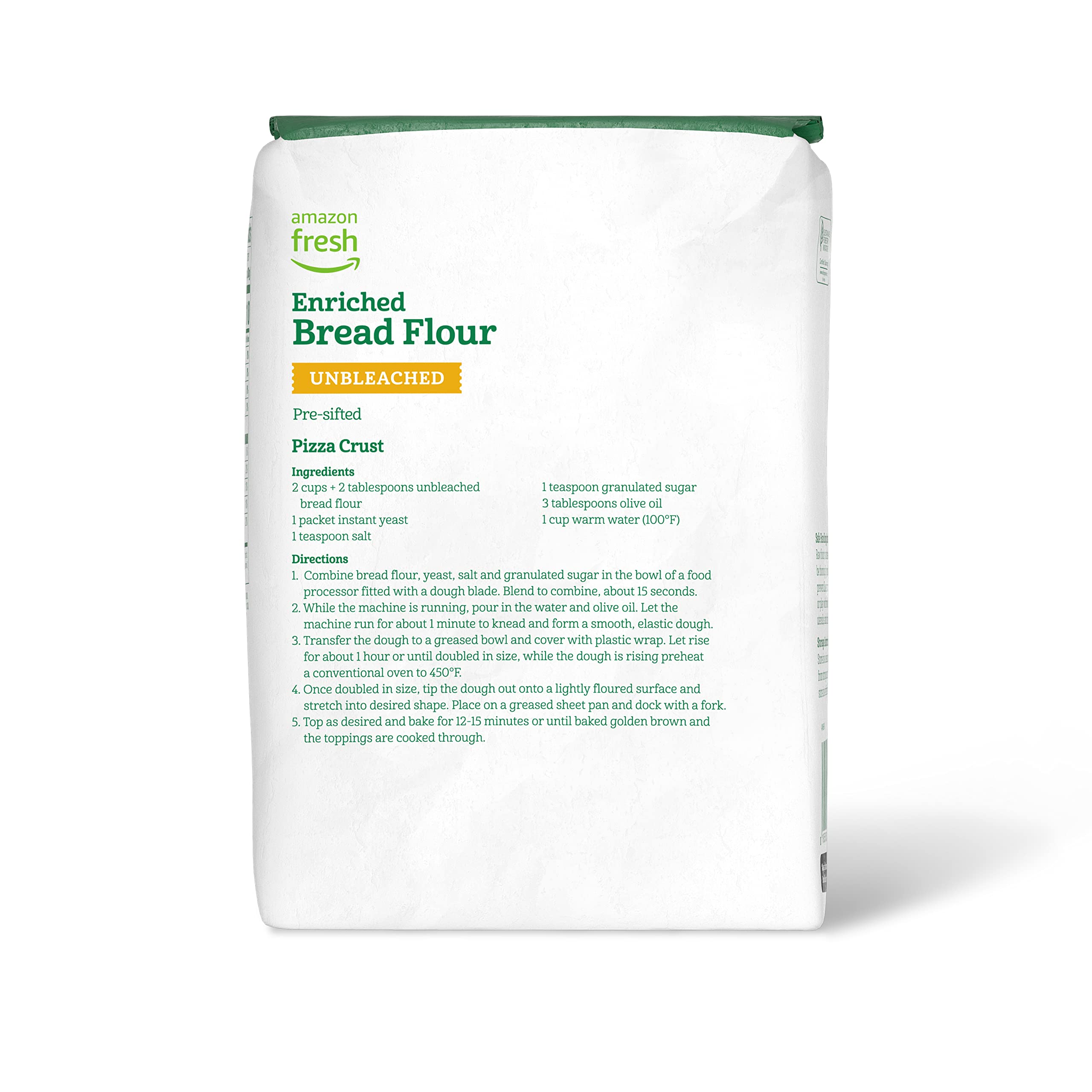 Premium Unbleached Enriched Bread Flour - 5 Lb Bag for Baking Artisan Bread, Pizza Dough & Pastries | High Protein Wheat Flour | Amazon Fresh