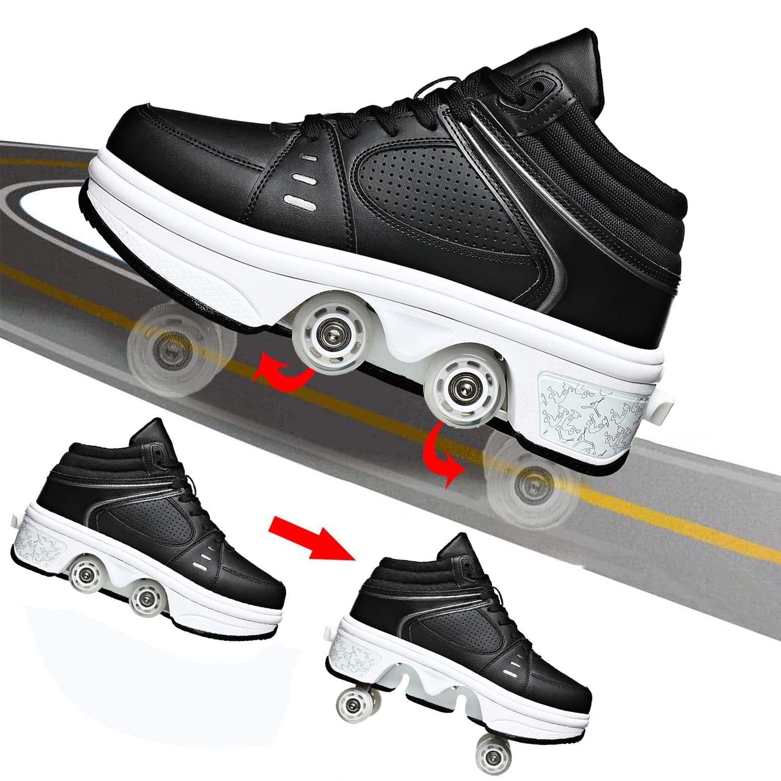 Women's & Kids' Convertible Roller Skate Shoes - 4-Wheel Adjustable Sneakers for Outdoor Skating | Perfect for Girls, Boys & Beginners | Great for Parks, Rinks & Family Fun