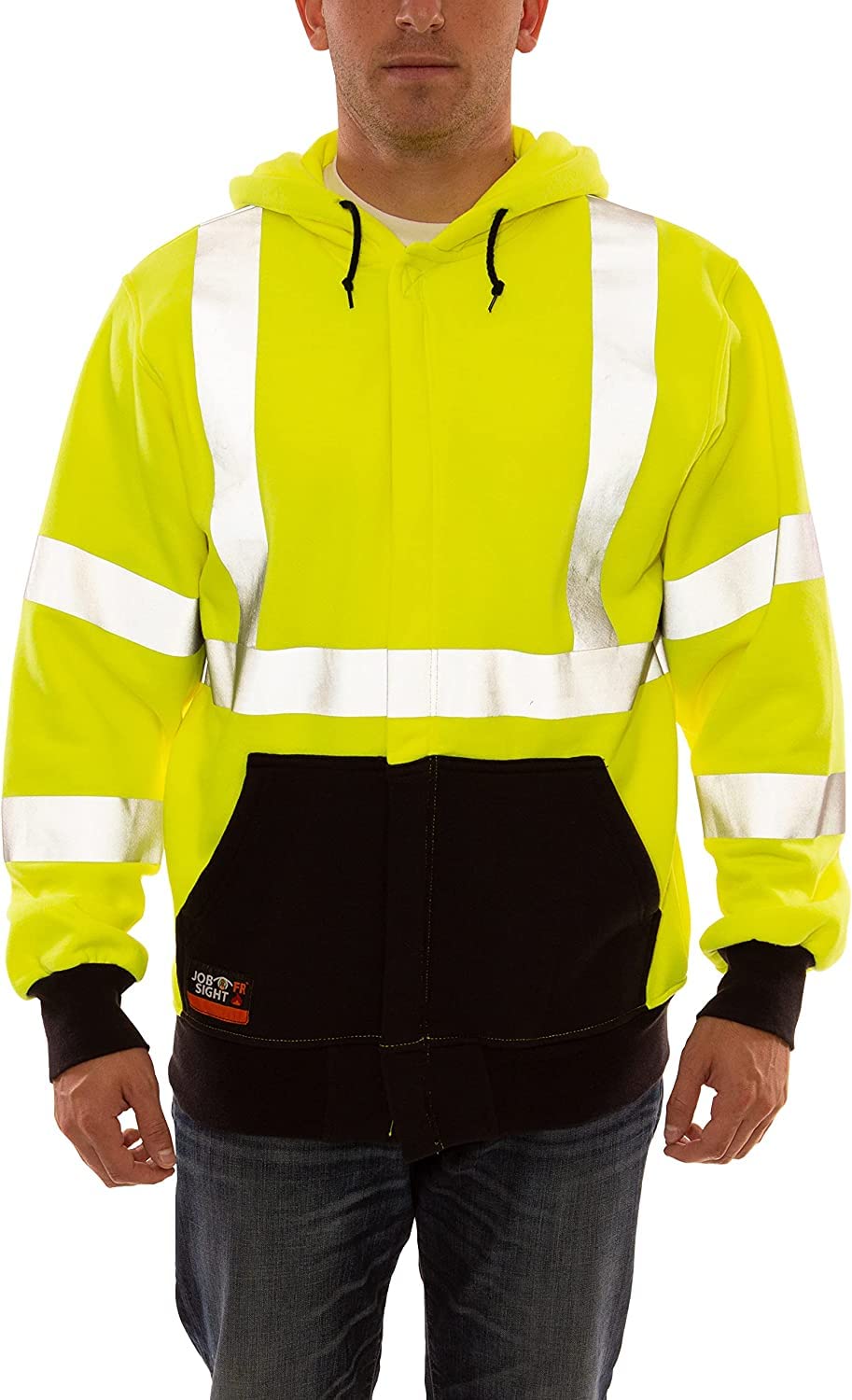 TINGLEY S88122 Class 3 Flame Resistant Long Sleeve Work Shirt with Reflective Tape & Utility Pocket - 2XL, High-Visibility Fluorescent Yellow Green for Construction & Industrial Safety
