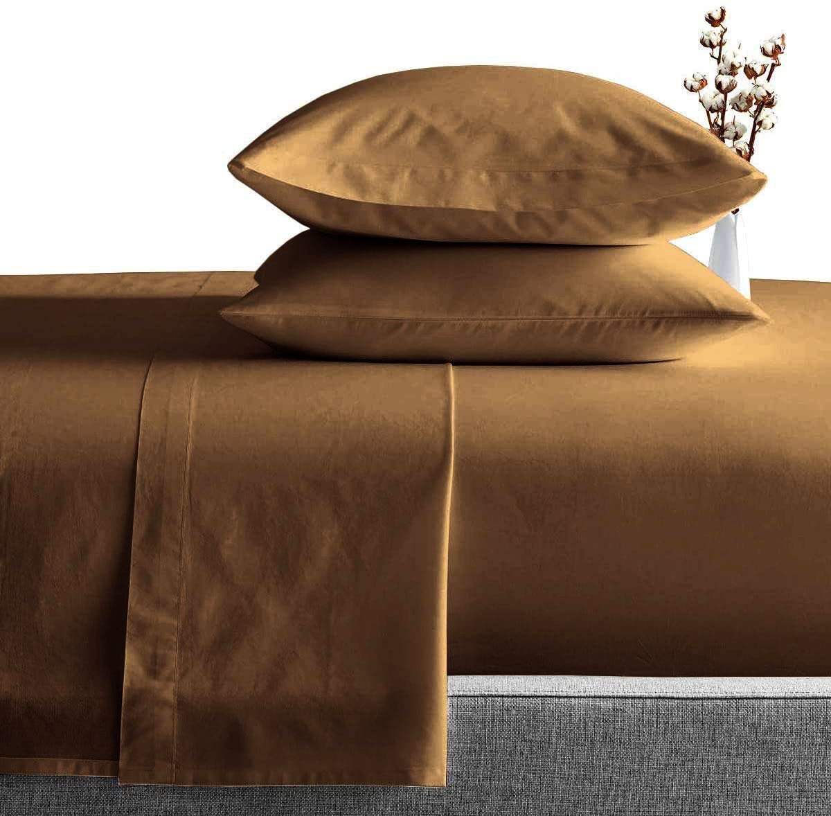 Premium 100% Egyptian Giza Cotton 6-Piece Full Size Sheet Set - Ultra Soft & Breathable Bedding for Cool Comfort - Perfect for Master Bedroom, Guest Room & Luxury Hotels (Taupe)