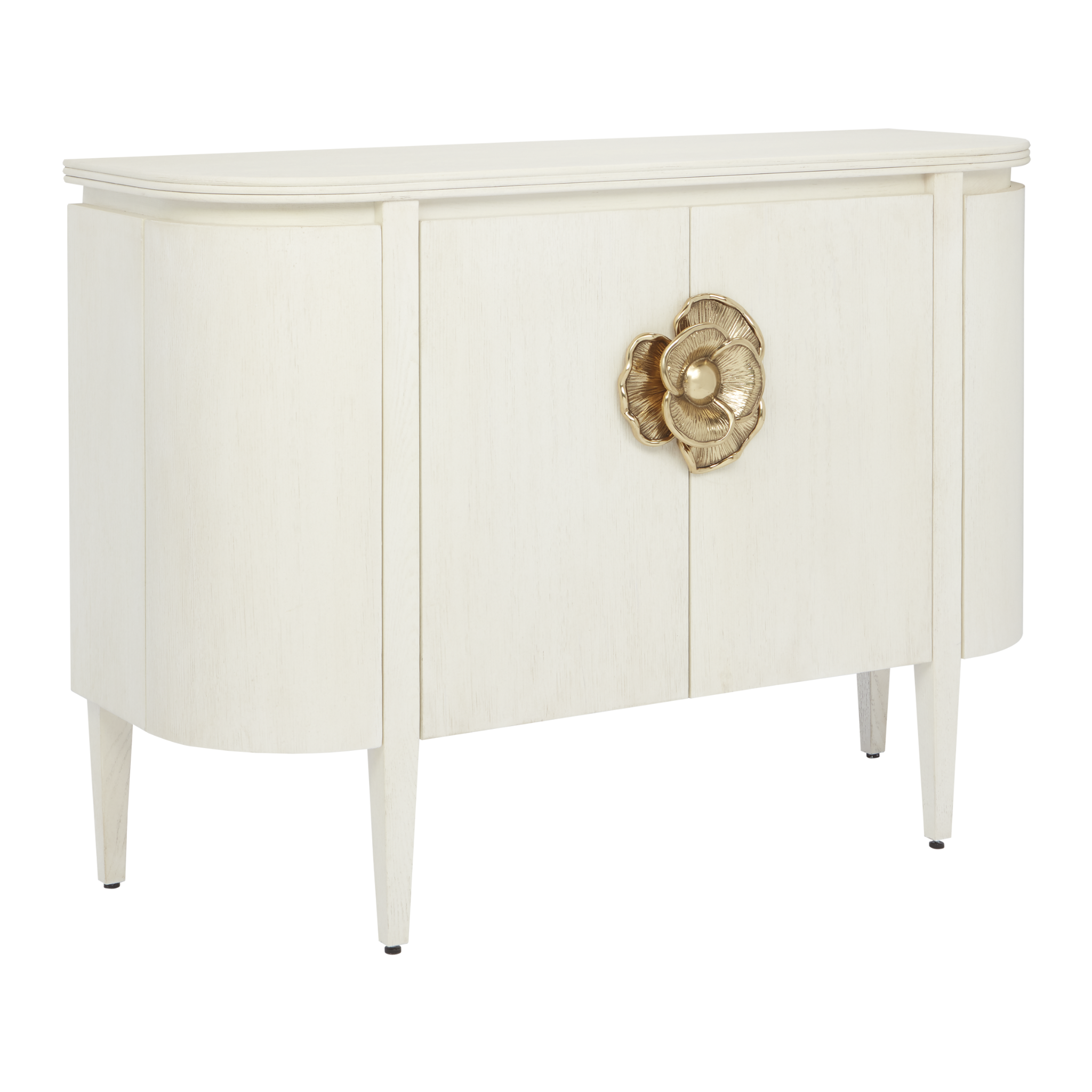 Briallen White Demi Lune Cabinet - Vintage Style Half Moon Entryway Console Table for Hallway, Living Room & Bedroom Decor