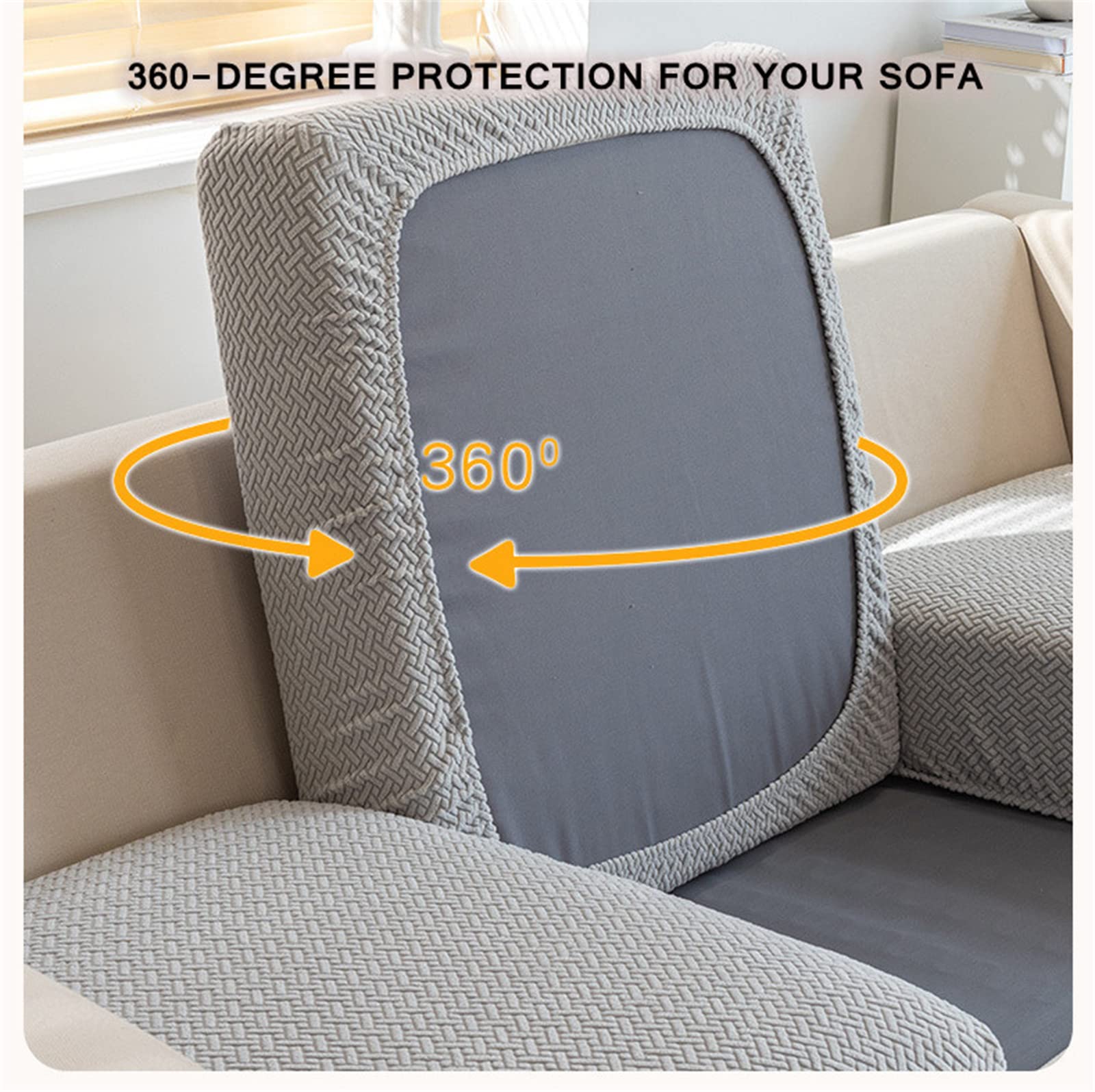 Stretchable Washable Sofa Cover - Durable Magic Couch Protector for Sectional & Single Seats - Light Grey Home Decor - Perfect for Living Room, Bedroom & Pet-Friendly Use