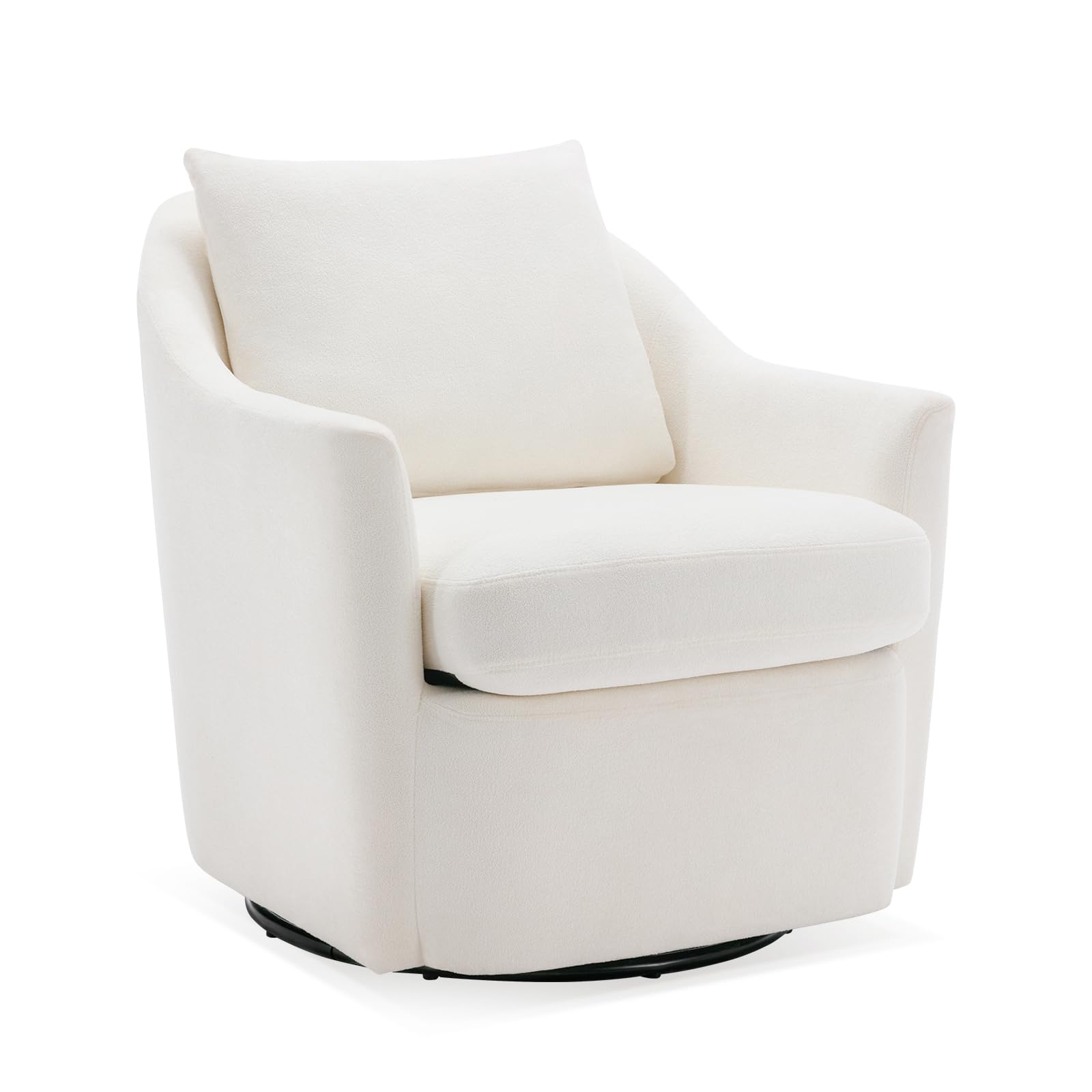 COLAMY 360° Swivel Accent Chair - Modern Upholstered Barrel Armchair for Living Room, Nursery & Bedroom - Cream Velvet Fabric - Perfect for Reading Nook, Home Office or Lounge Area