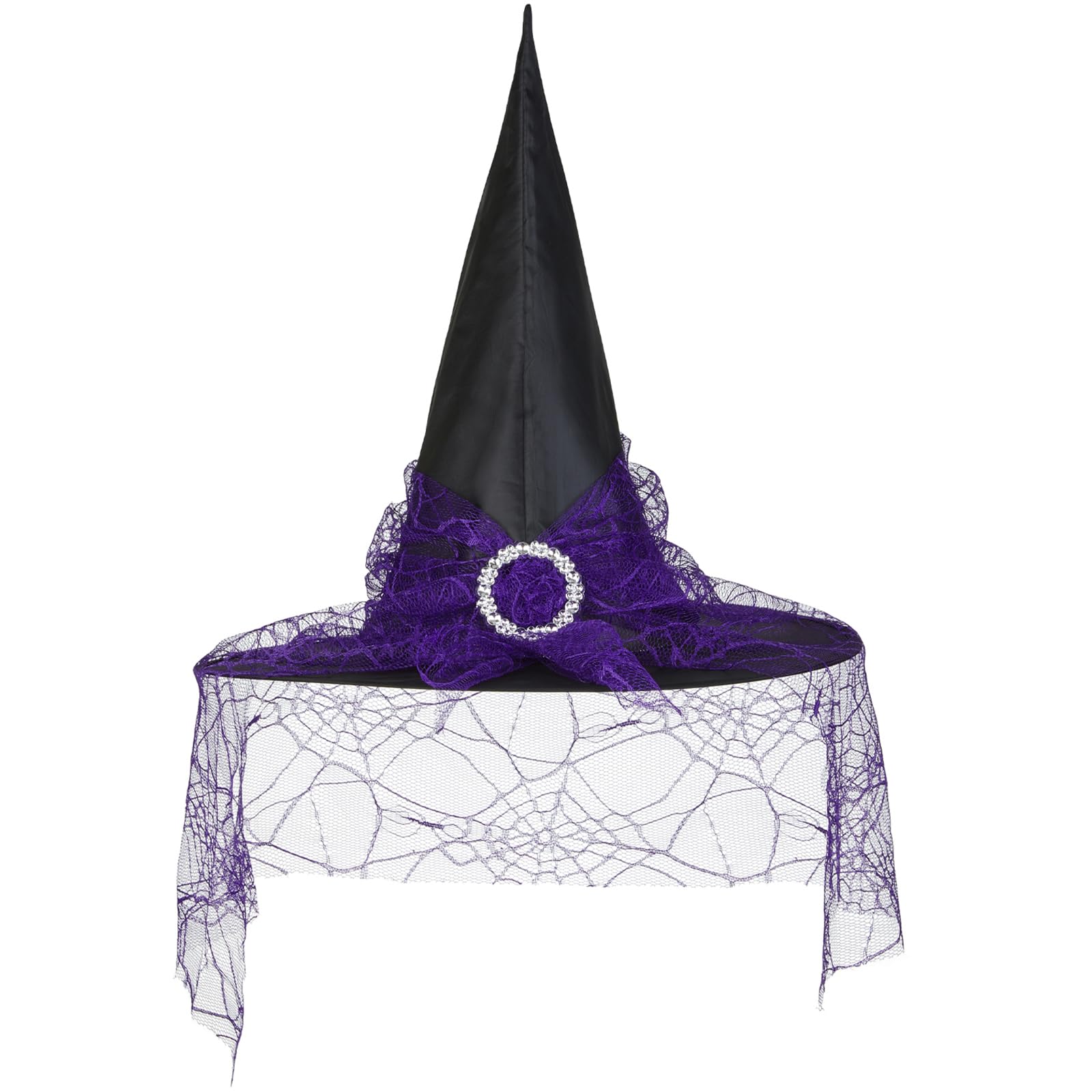 Purple Witch Hat for Women - Elegant Lace Wizard Hat for Halloween Costume & Party Decoration | Perfect for Witch-Themed Parties, Cosplay, and Spooky Events
