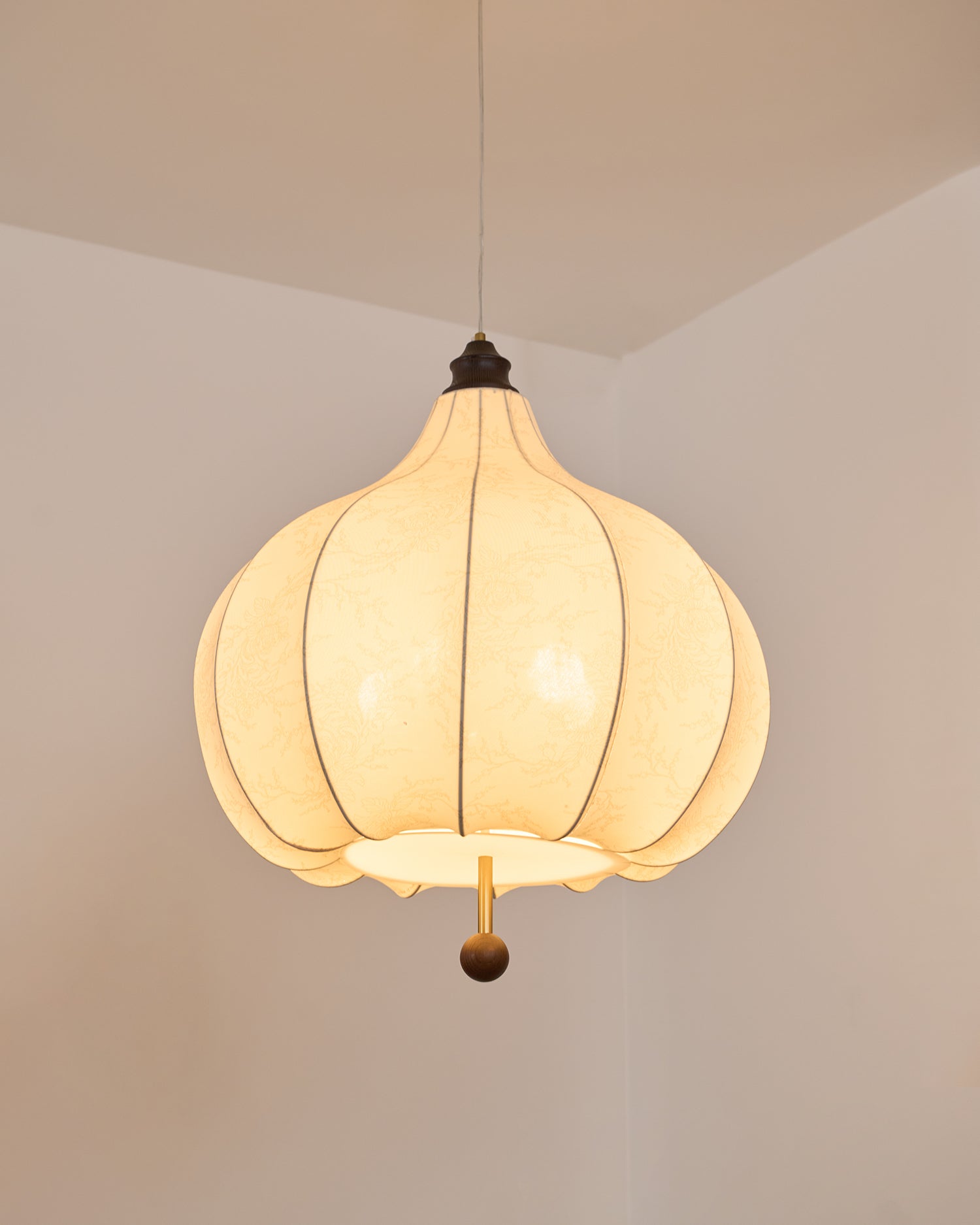 Handmade Chestnut Fabric Pendant Light - Modern Boho Hanging Lamp for Living Room, Bedroom, or Dining Room Decor