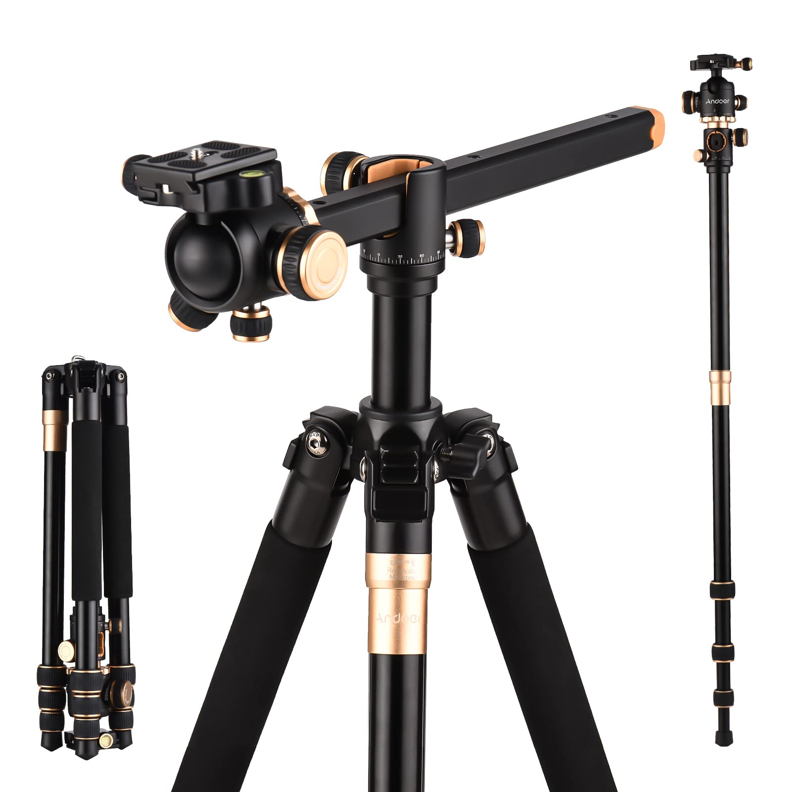 Jemora 72.4 Inch Aluminum Alloy Camera Tripod Stand - Portable DSLR Tripod with 360° Ballhead, 17.6lbs Load Capacity for Photography & Videography - Perfect for Travel, Vlogging, and Outdoor Shooting