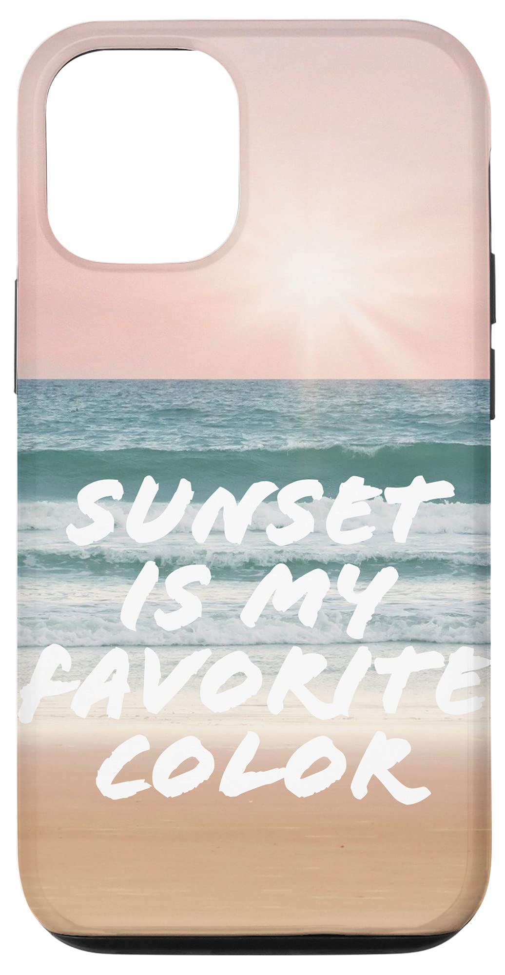 iPhone 12/12 Pro Case - Sunset Beach Waves Design with Pink Sky Dusk Pattern | Slim Protective Cover for Daily Use, Travel & Outdoor Activities
