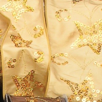 Gold Taffeta Sequined Stars Wired Craft Ribbon 4