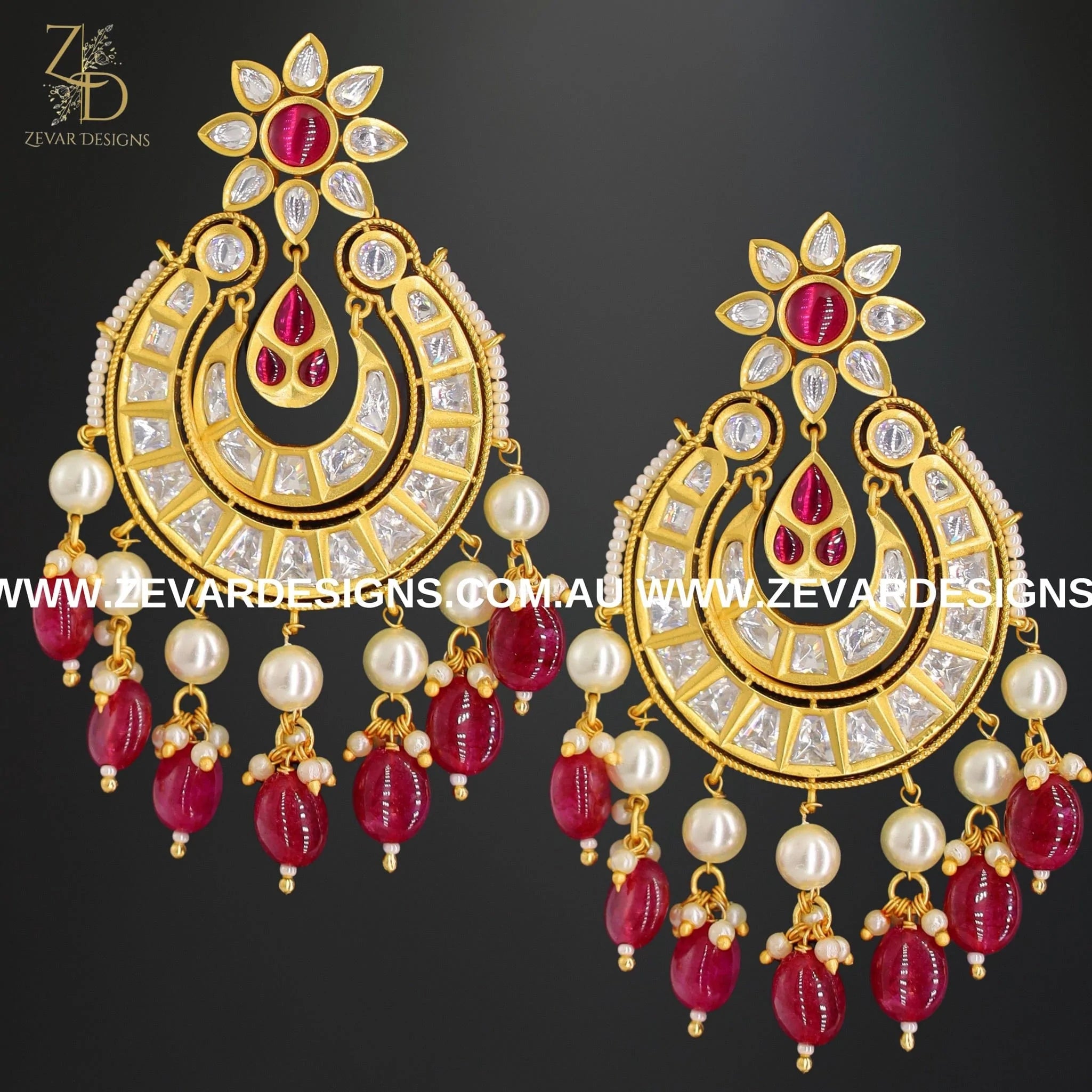 Exquisite Kundan Chandbali Earrings in Vibrant Red | Traditional Indian Jewelry for Weddings & Festive Occasions
