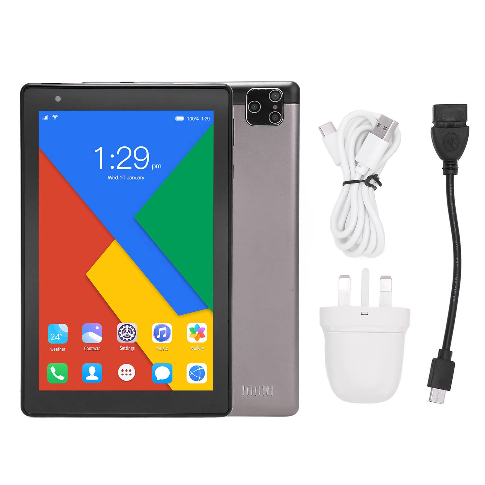 8 Inch Kids Tablet with Octa-Core Processor - 2GB RAM 32GB Storage, Dual Camera & IPS Screen - WiFi Bluetooth Learning Tablet for Toddlers Ages 6-12 (4500mAh Battery, Black/Grey) - Perfect for Homeschooling, Educational Apps & Safe Online Learning