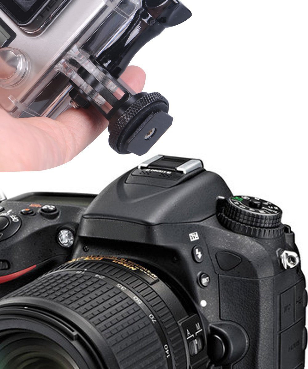 Smatree Aluminum Tripod Screw to DSLR Camera Flash Cold Shoe Mount Adapter - Compatible with GoPro Hero 13/12/11/10/MAX/9/8/7/6 & DJI Osmo Action 5 Pro - Durable Aluminum Shoe Mount for Photography & Videography - Perfect for Vlogging, Action Shots & Studio Lighting Setups