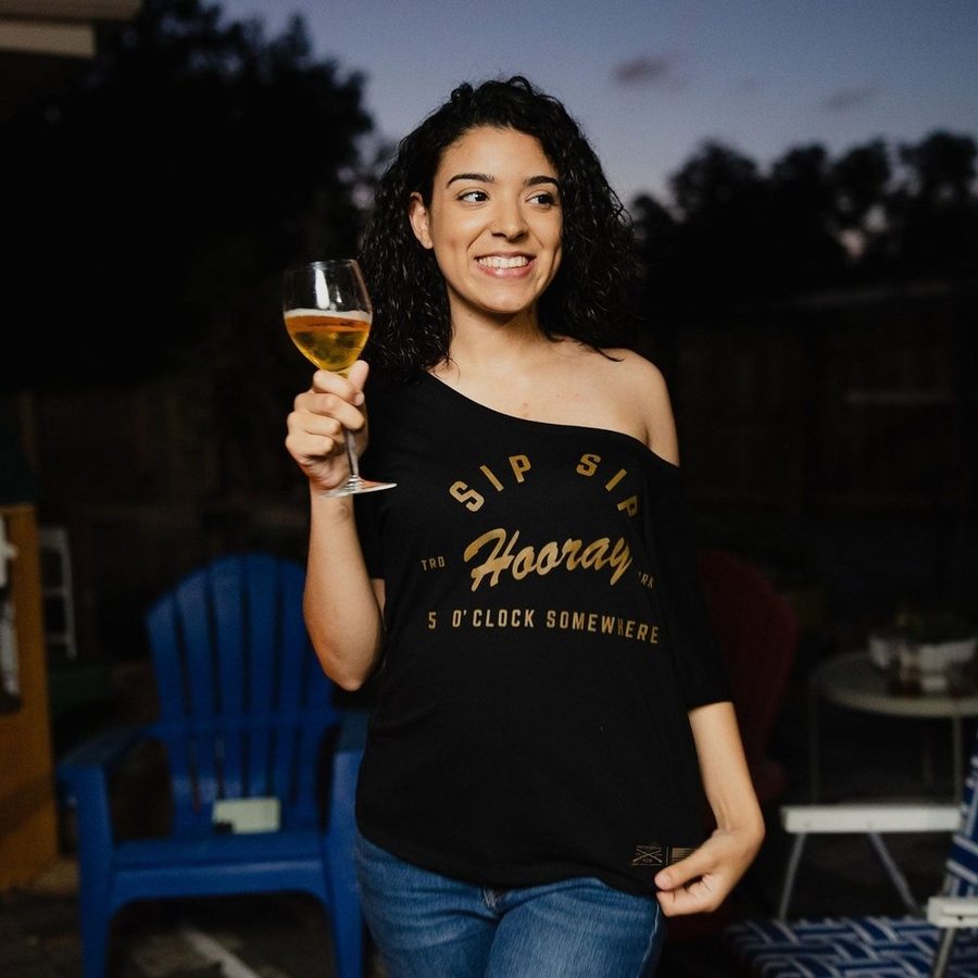 Women's Sip Sip Hooray Slouchy T-Shirt - Soft Relaxed Fit Casual Tee for Coffee Lovers & Brunch Outfits - Perfect for Weekend Hangouts and Girlfriend Gifts