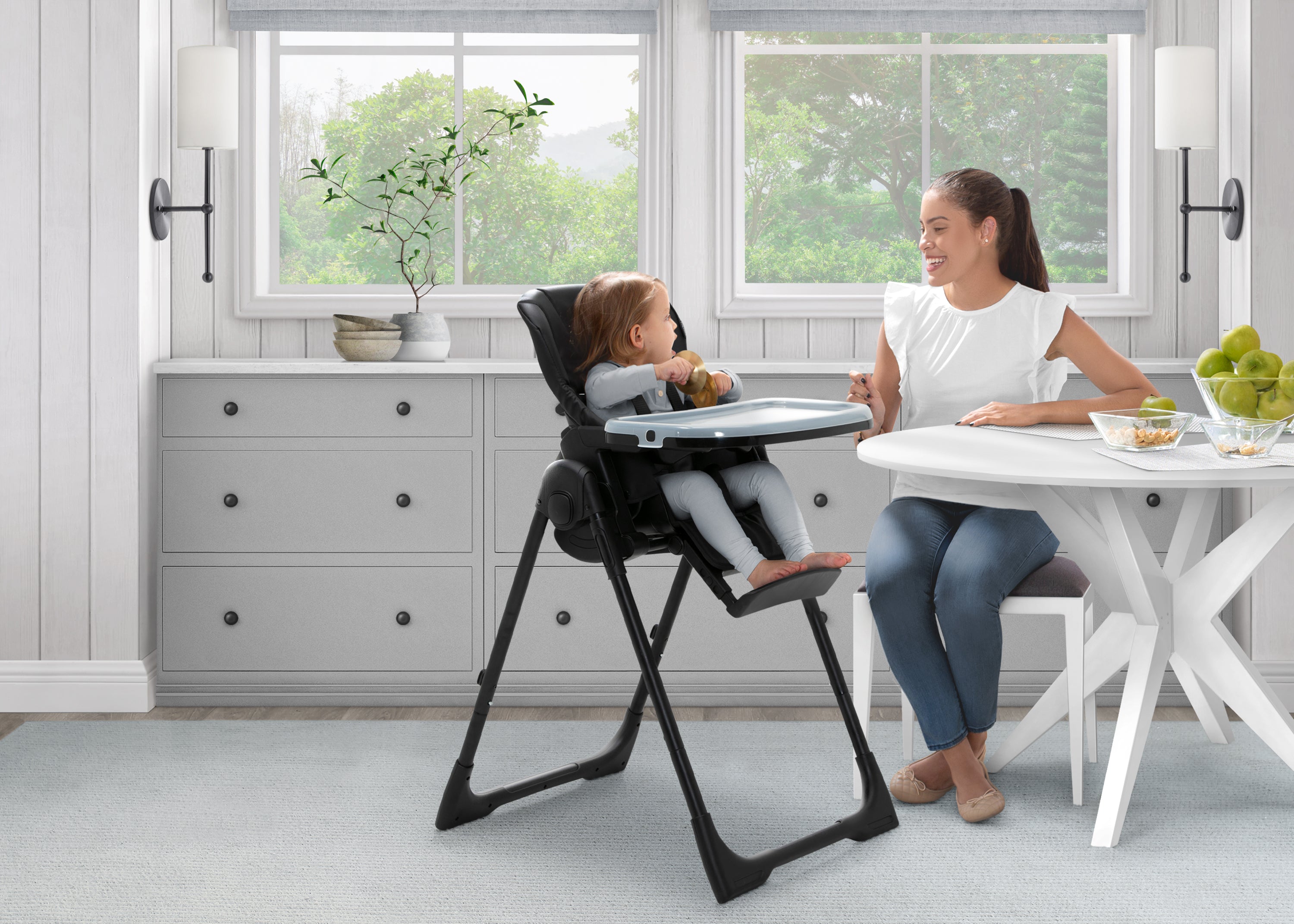 Jeep Classic Black Convertible 2 in 1 High Chair for Babies & Toddlers - Adjustable Height, Recline & Footrest - Perfect for Dining, Feeding & Playtime at Home or Restaurant